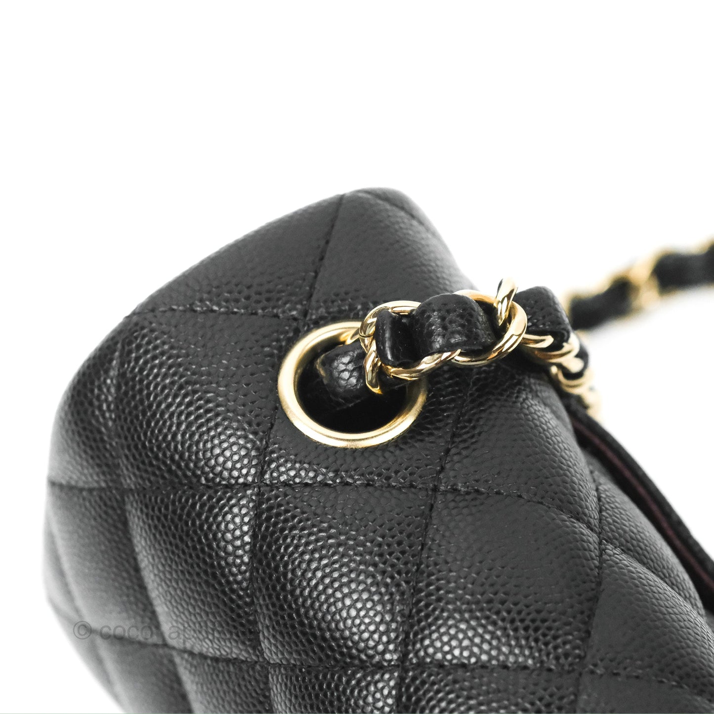 Chanel Quilted Mini Rectangular Flap Black Caviar Gold Hardware