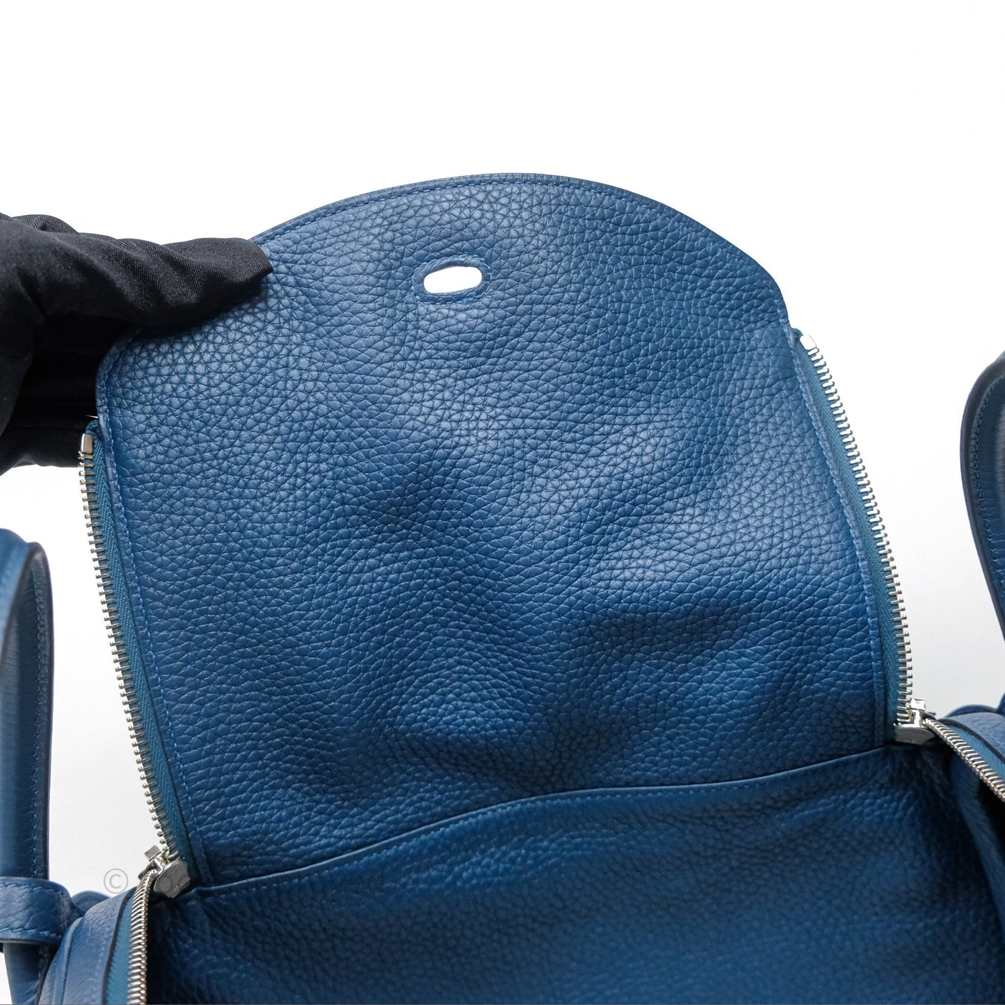 Hermès Lindy 30 Bleu Colvert 1P Clemence Palladium Hardware