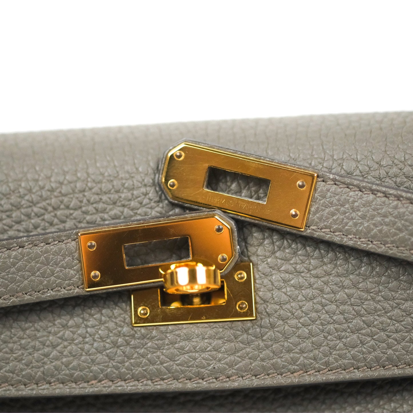Hermès Retourne Kelly 25 Gris Etain 8F Togo Gold Hardware