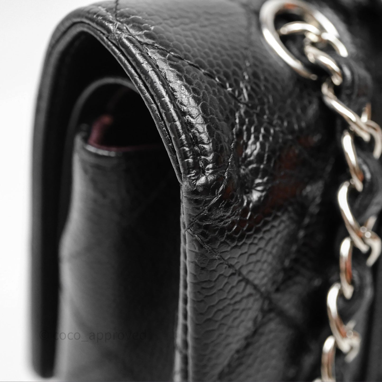 Chanel Classic M/L Medium Flap Quilted Black Caviar Silver Hardware