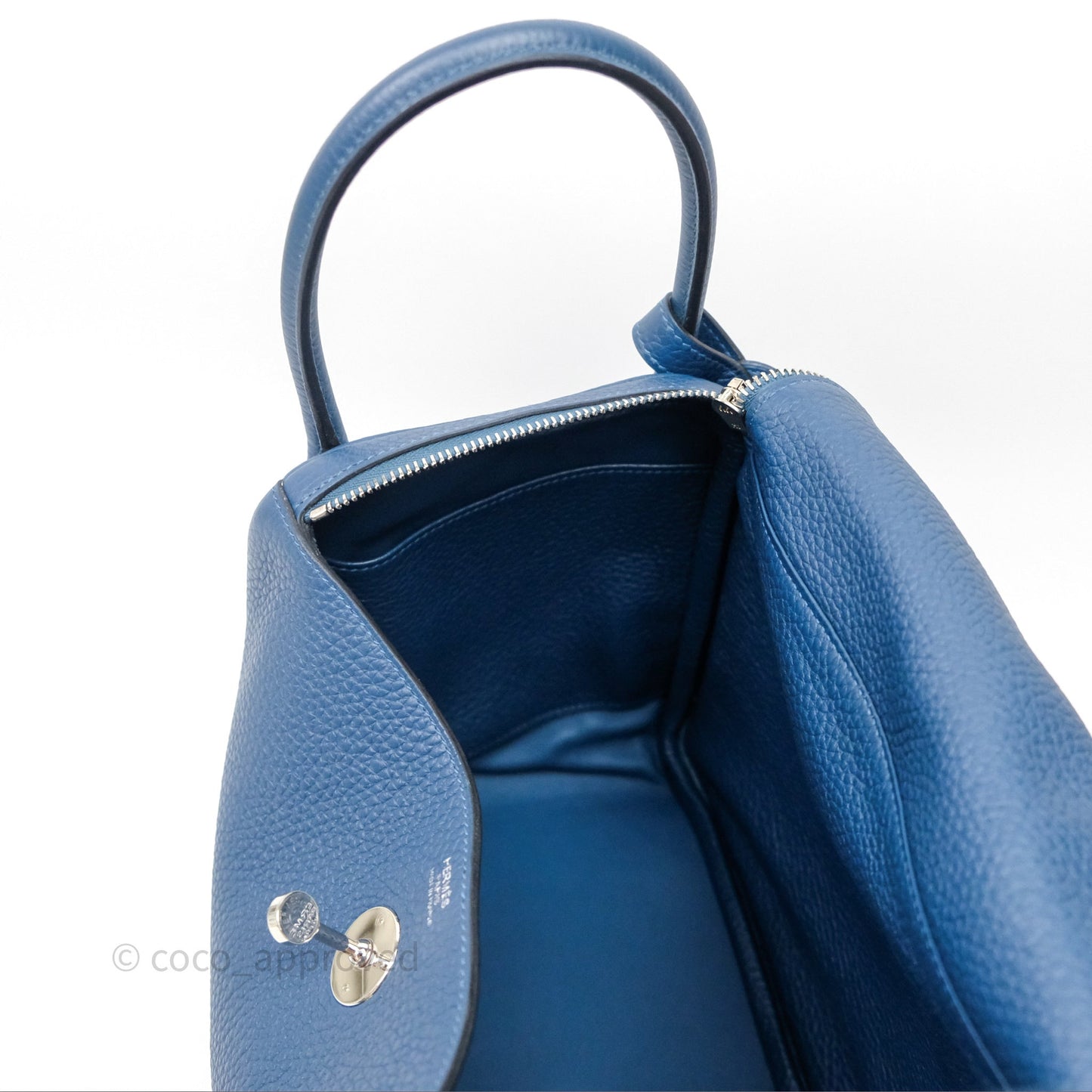 Hermès Lindy 30 Bleu Colvert 1P Clemence Palladium Hardware