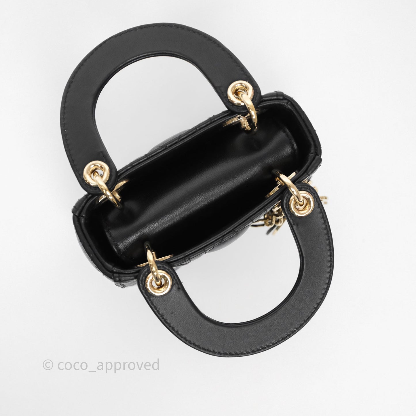 Christian Dior Micro Lady Dior Cannage Black Lambskin Gold Hardware