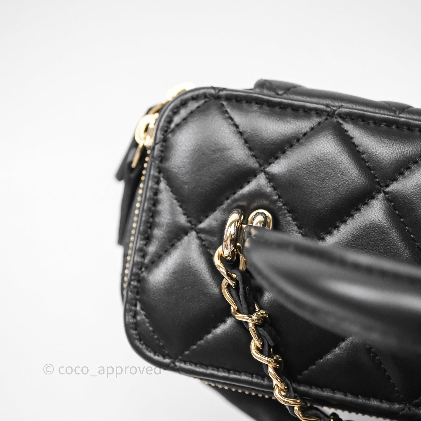 Chanel Vanity Rectangular Top Handle Black Lambskin Gold Hardware
