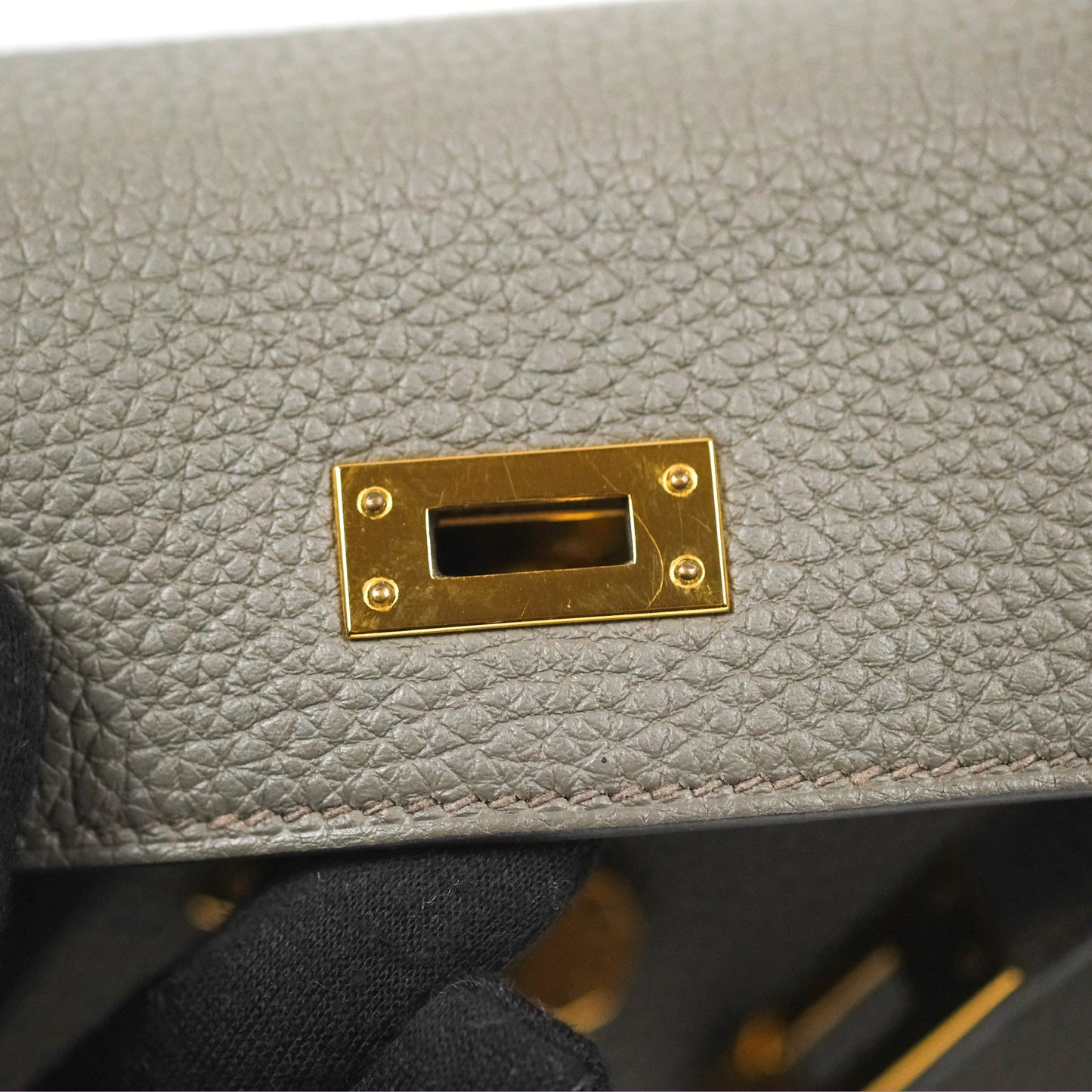 Hermès Retourne Kelly 25 Gris Etain 8F Togo Gold Hardware