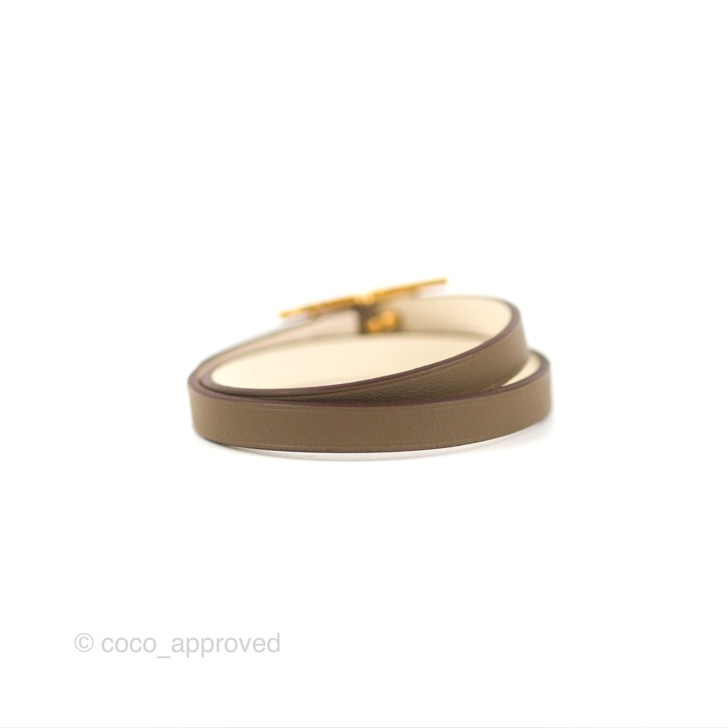 Hermès Behapi Double Tour Bracelet in Étoupe / Nata Swift Gold Hardware