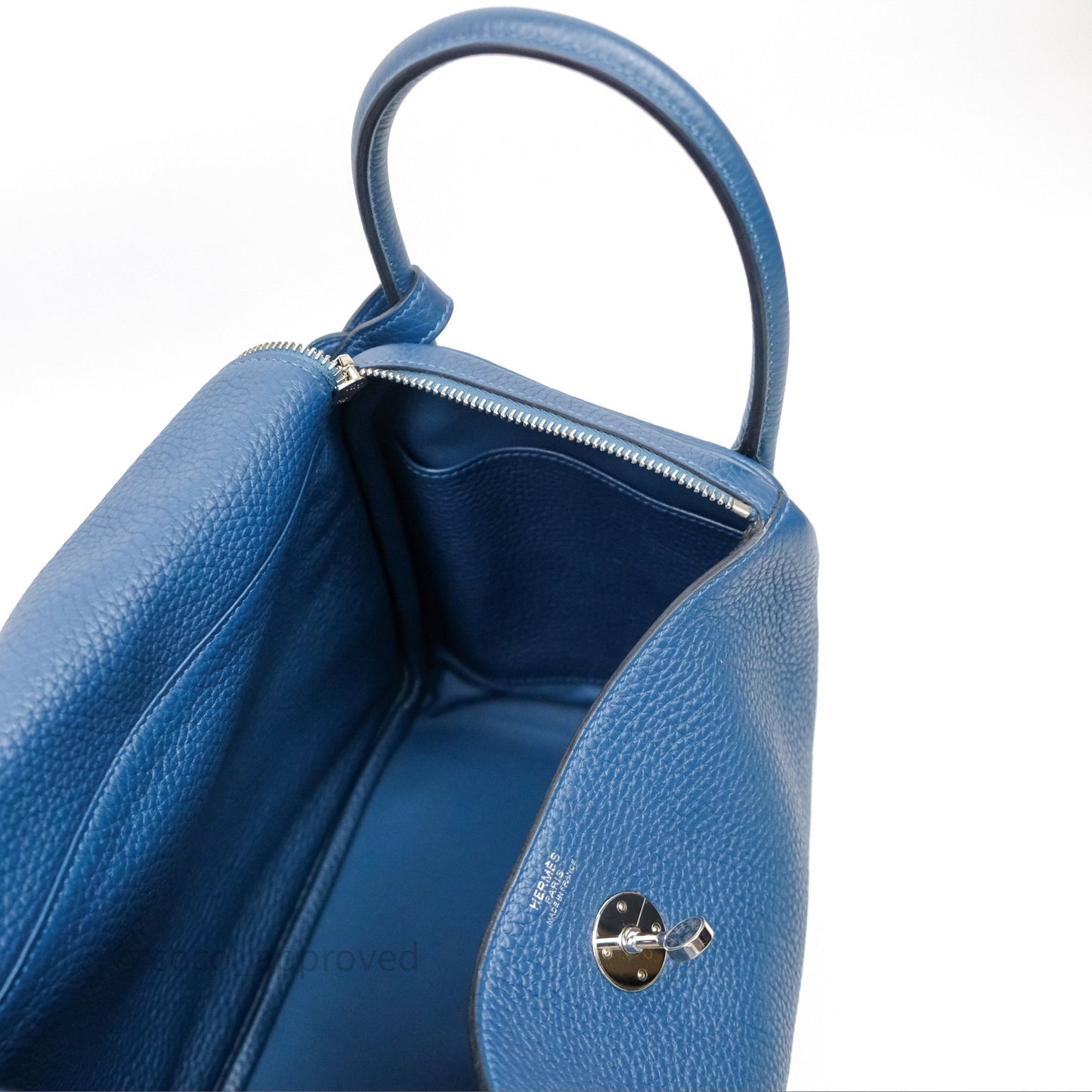 Hermès Lindy 30 Bleu Colvert 1P Clemence Palladium Hardware