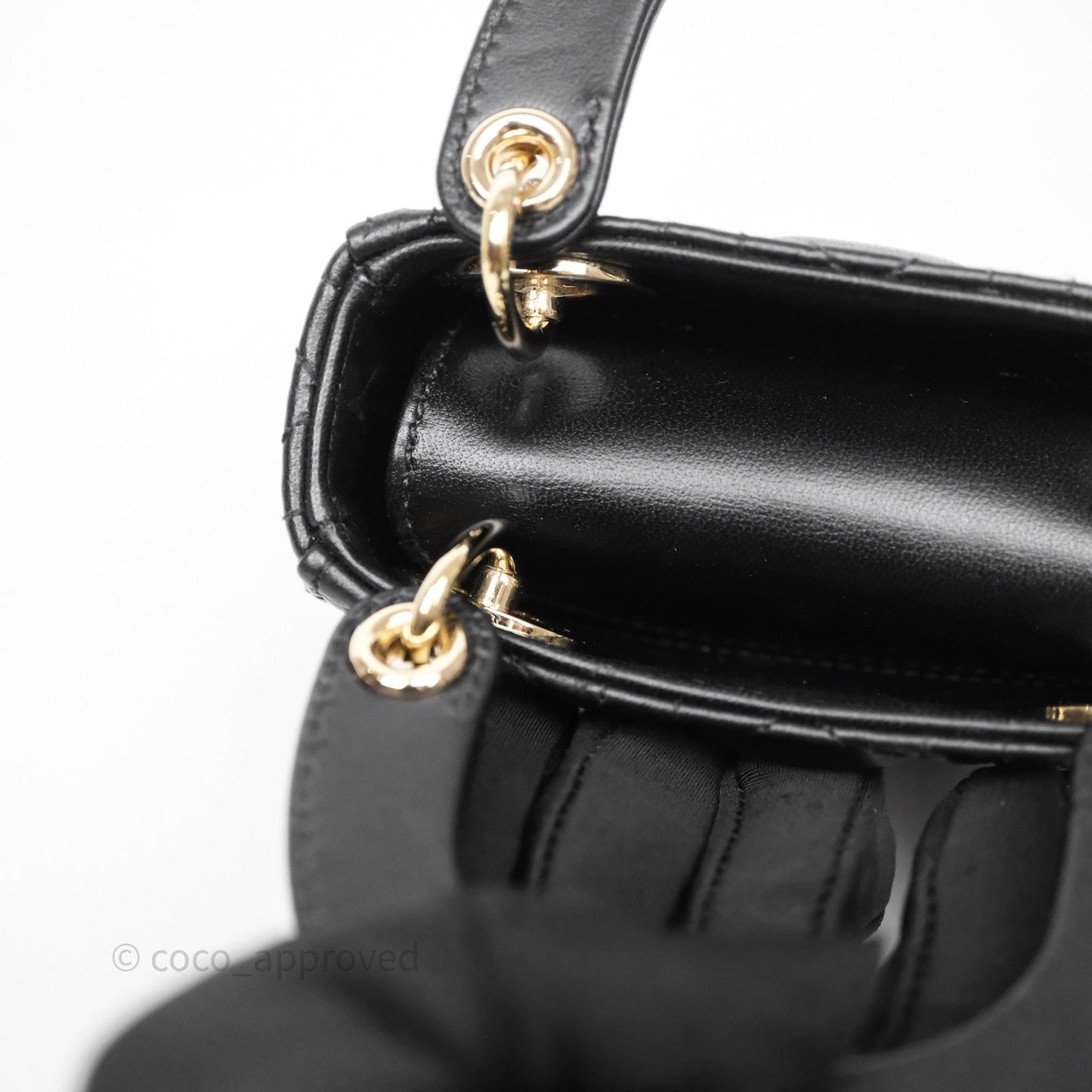 Christian Dior Micro Lady Dior Cannage Black Lambskin Gold Hardware
