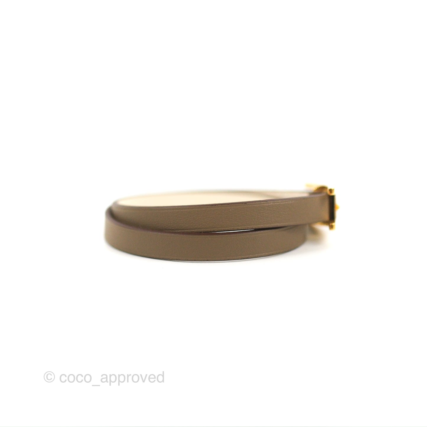 Hermès Behapi Double Tour Bracelet in Étoupe / Nata Swift Gold Hardware