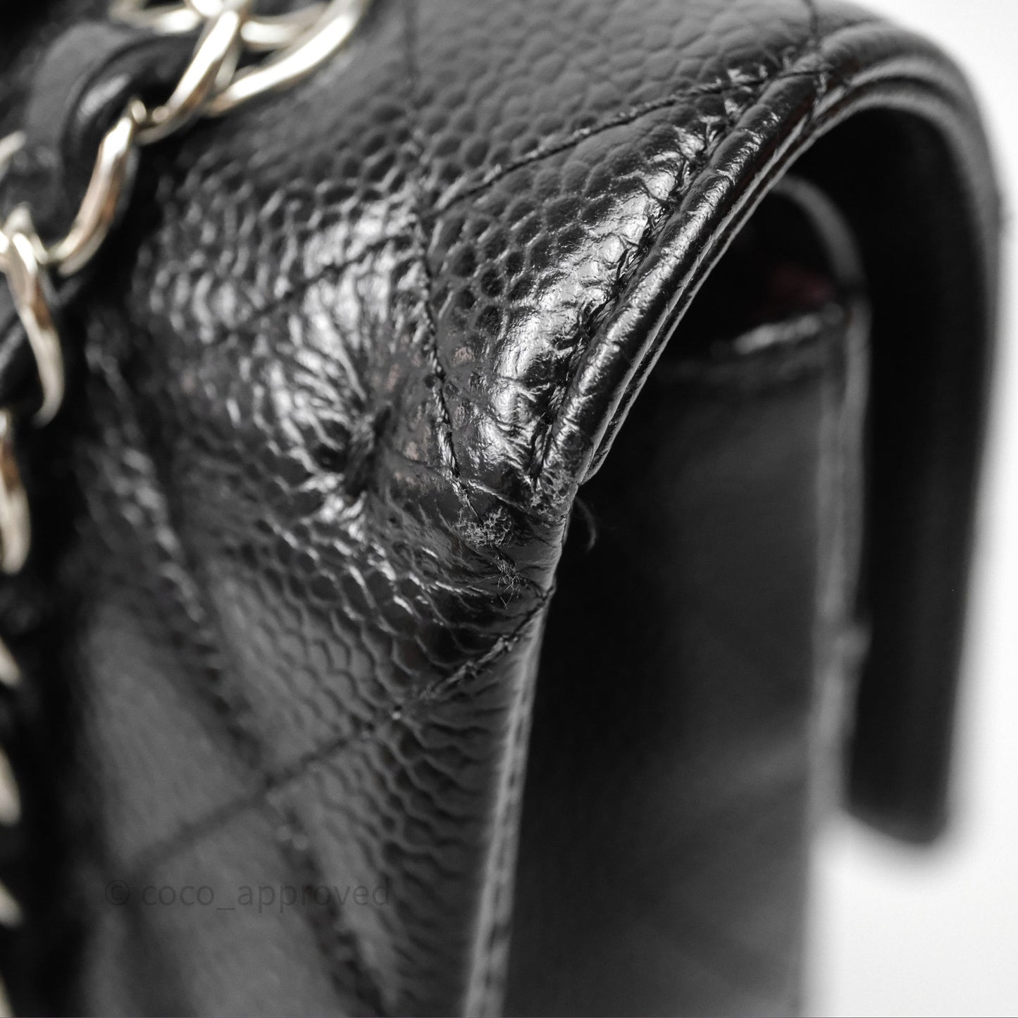 Chanel Classic M/L Medium Flap Quilted Black Caviar Silver Hardware
