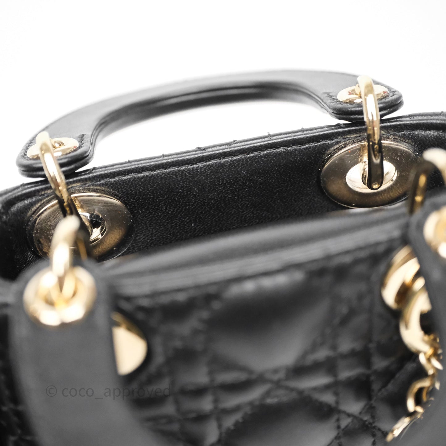 Christian Dior Micro Lady Dior Cannage Black Lambskin Gold Hardware