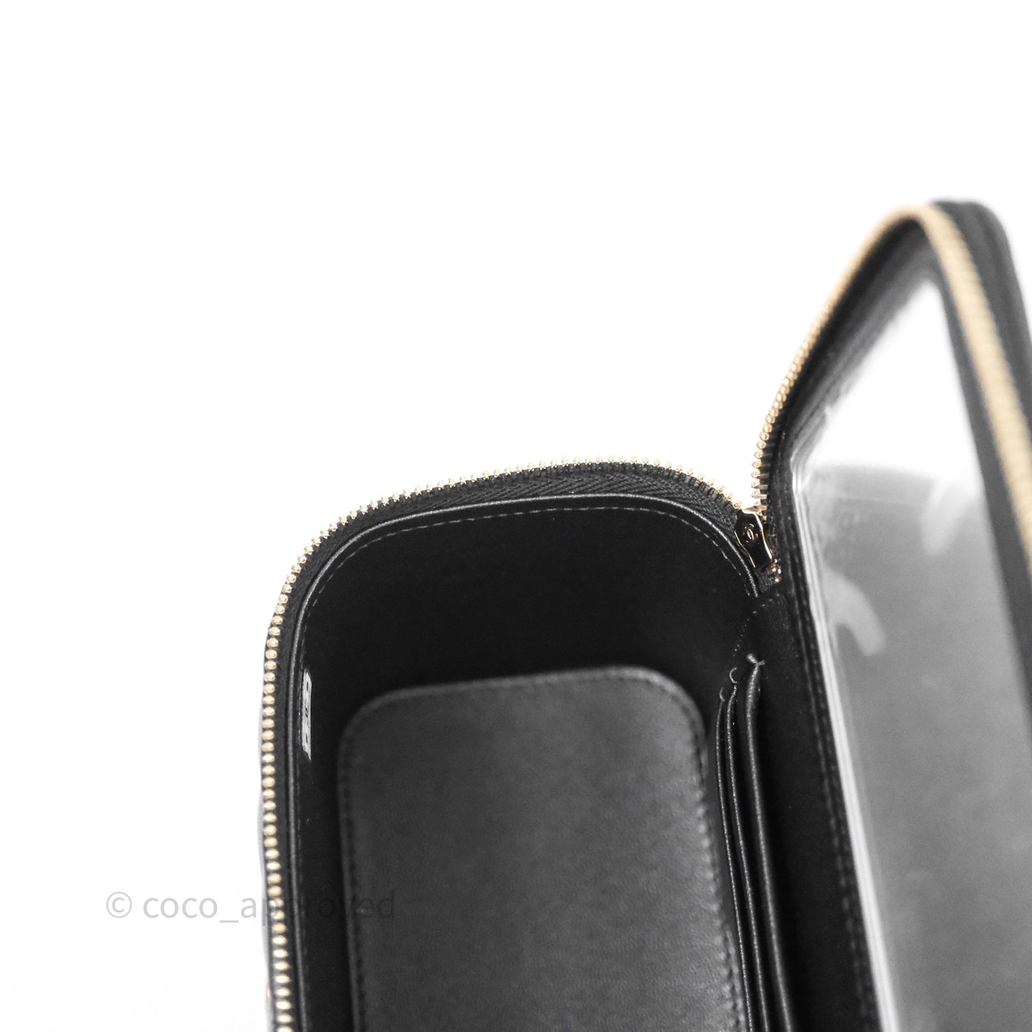 Chanel Vanity Rectangular Top Handle Black Lambskin Gold Hardware