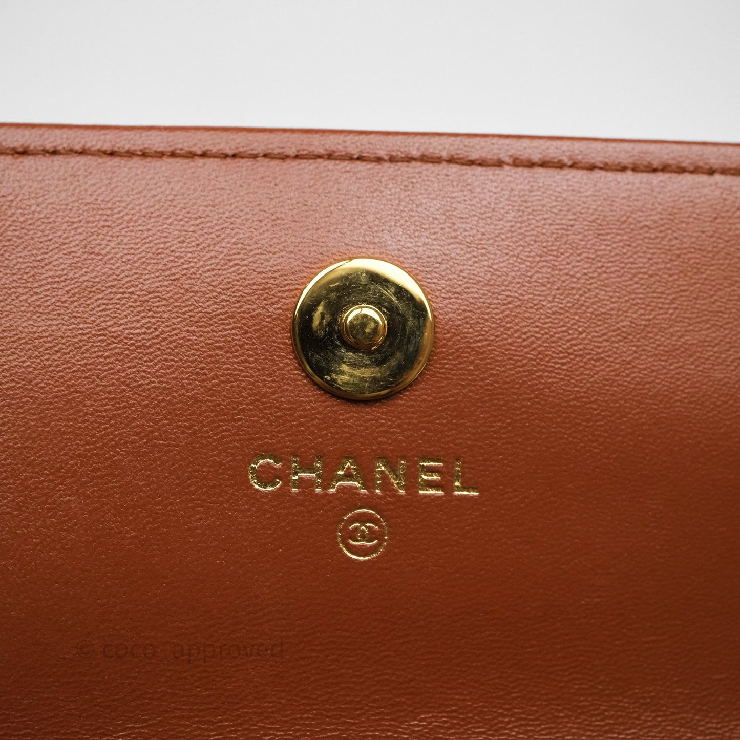Chanel Top Handle Mini WOC Phone Holder with Chain Dark Caramel Lambskin Gold Hardware