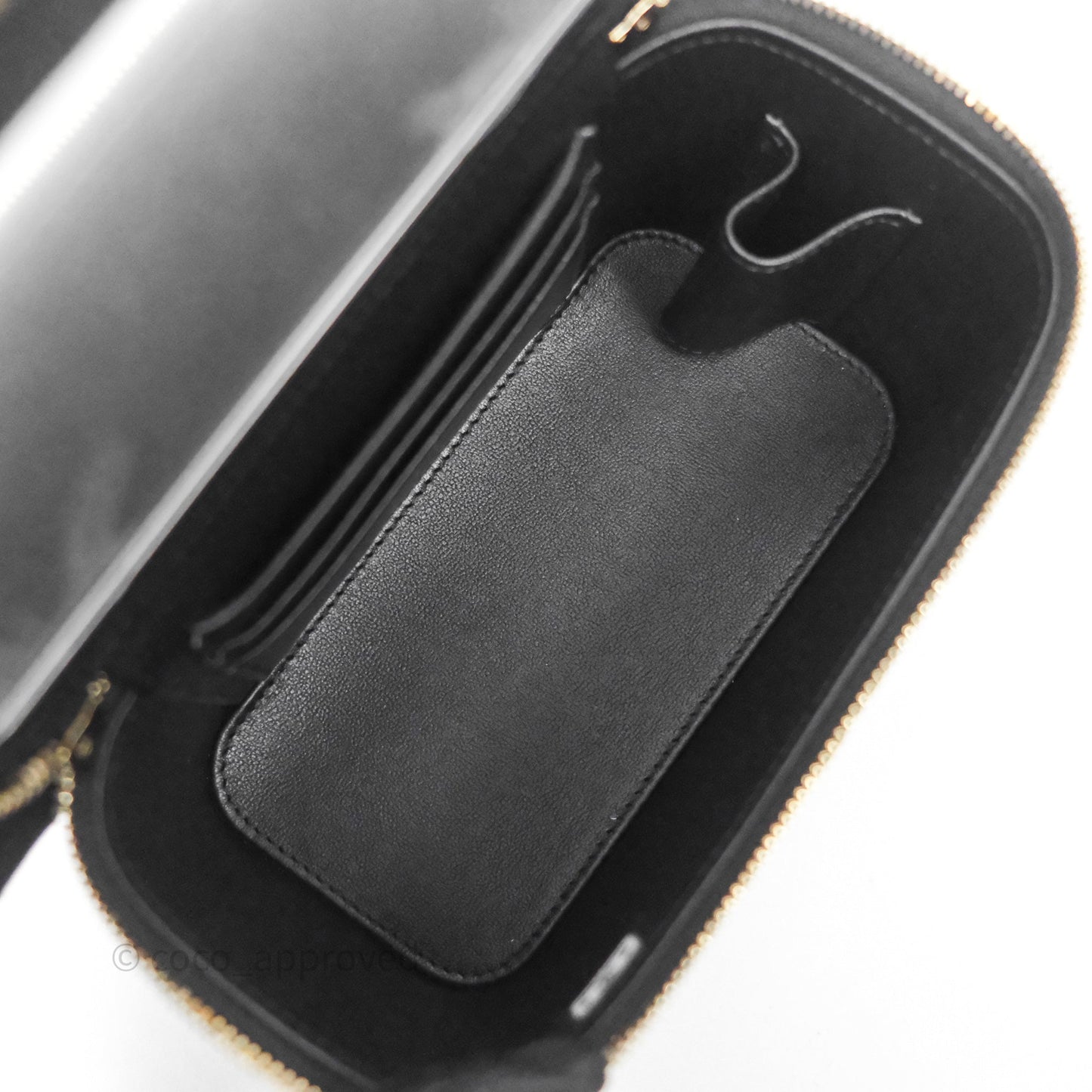 Chanel Vanity Rectangular Top Handle Black Lambskin Gold Hardware
