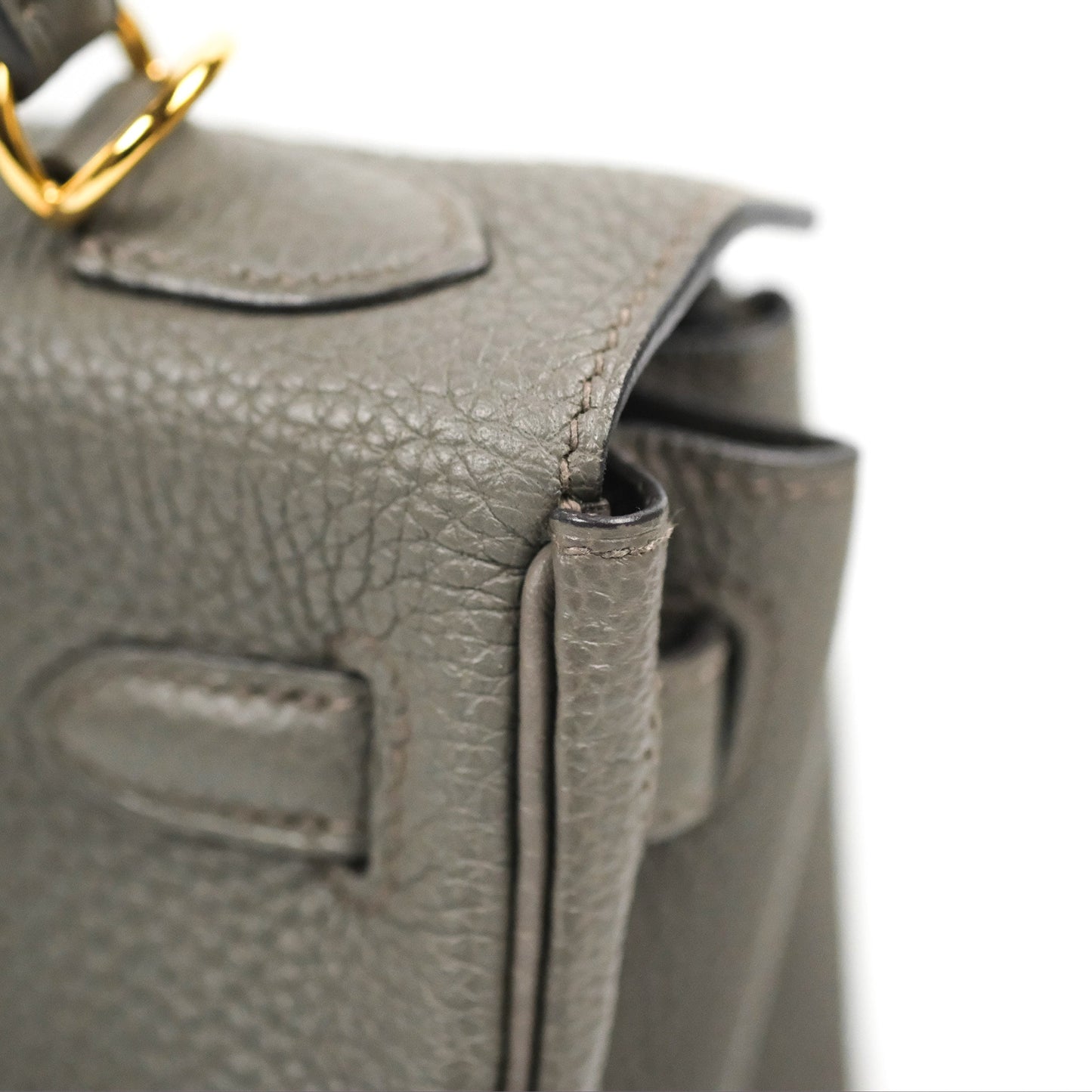 Hermès Retourne Kelly 25 Gris Etain 8F Togo Gold Hardware