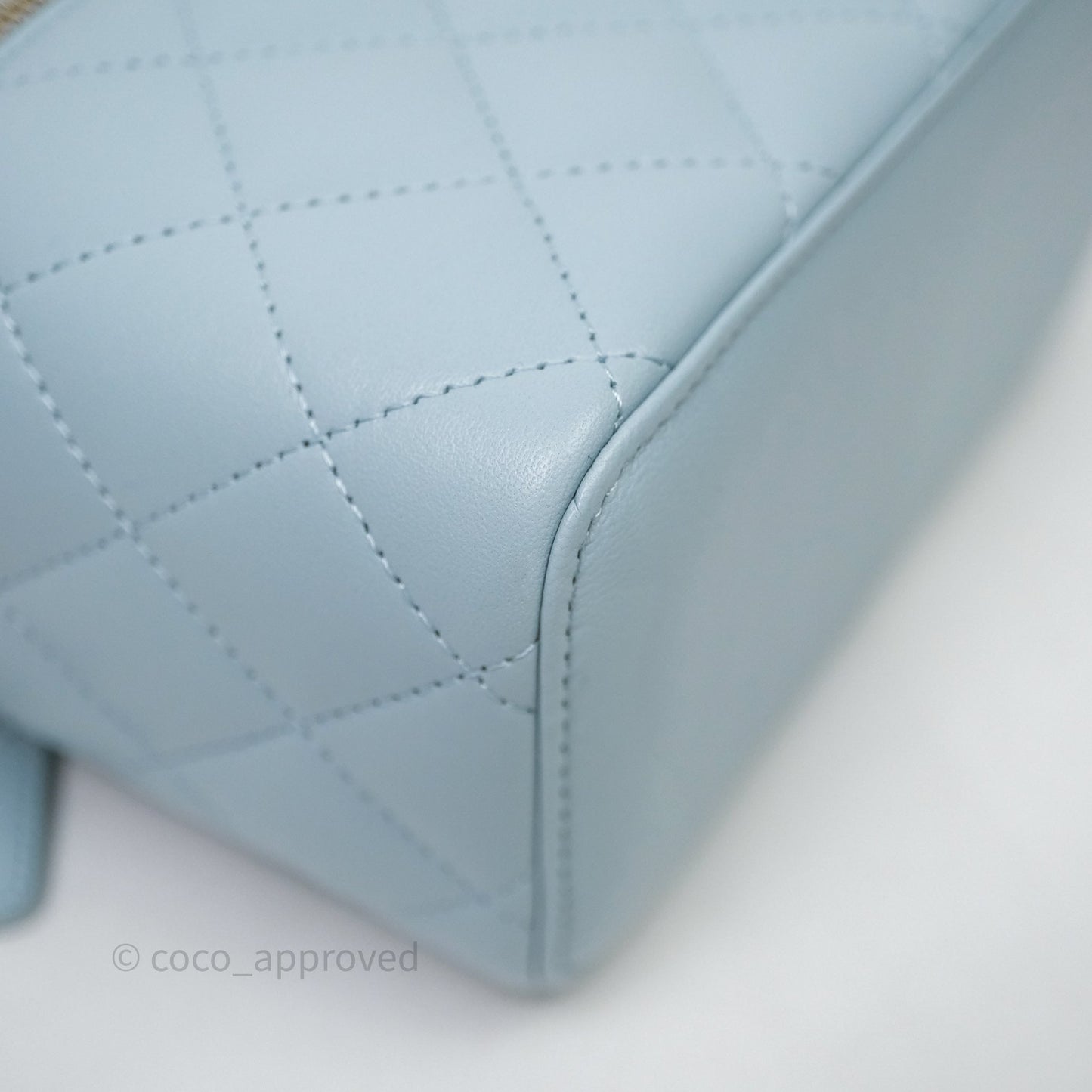 Chanel Vanity Rectangular Top Handle Blue Lambskin Gold Hardware