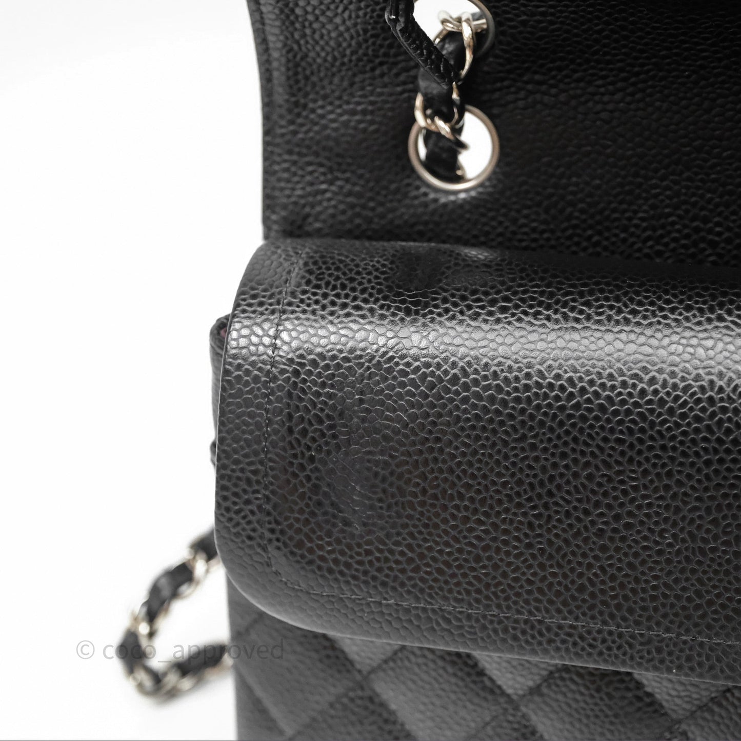 Chanel Classic M/L Medium Flap Quilted Black Caviar Silver Hardware