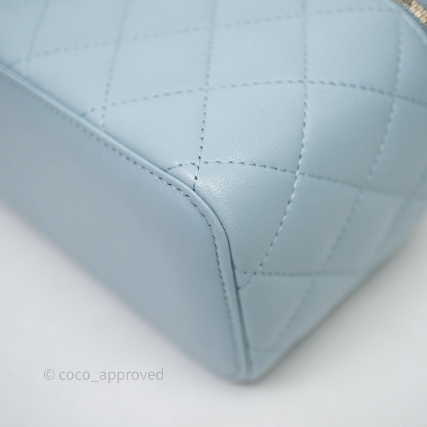 Chanel Vanity Rectangular Top Handle Blue Lambskin Gold Hardware