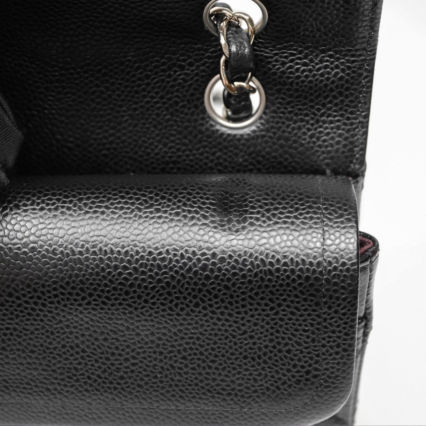 Chanel Classic M/L Medium Flap Quilted Black Caviar Silver Hardware