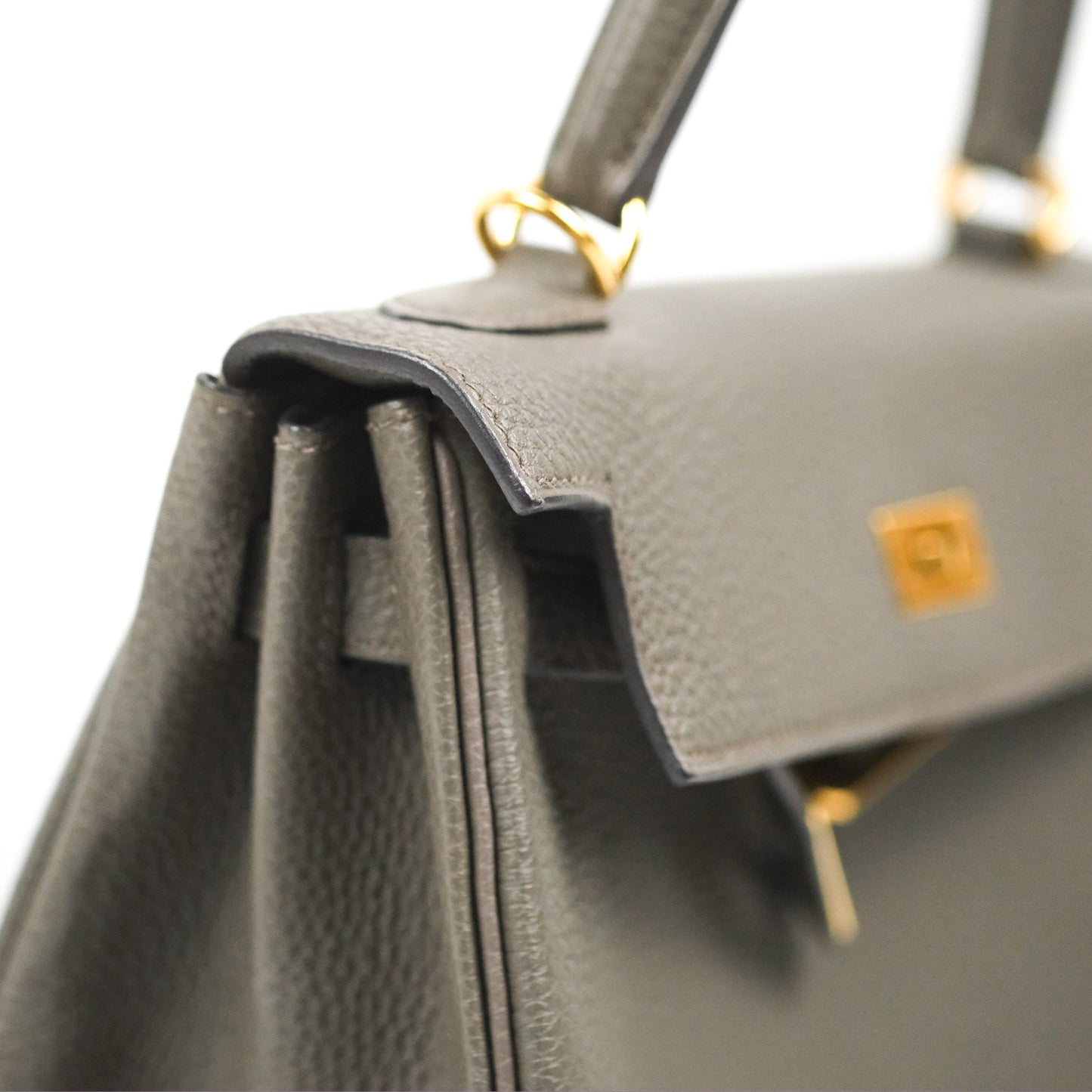 Hermès Retourne Kelly 25 Gris Etain 8F Togo Gold Hardware
