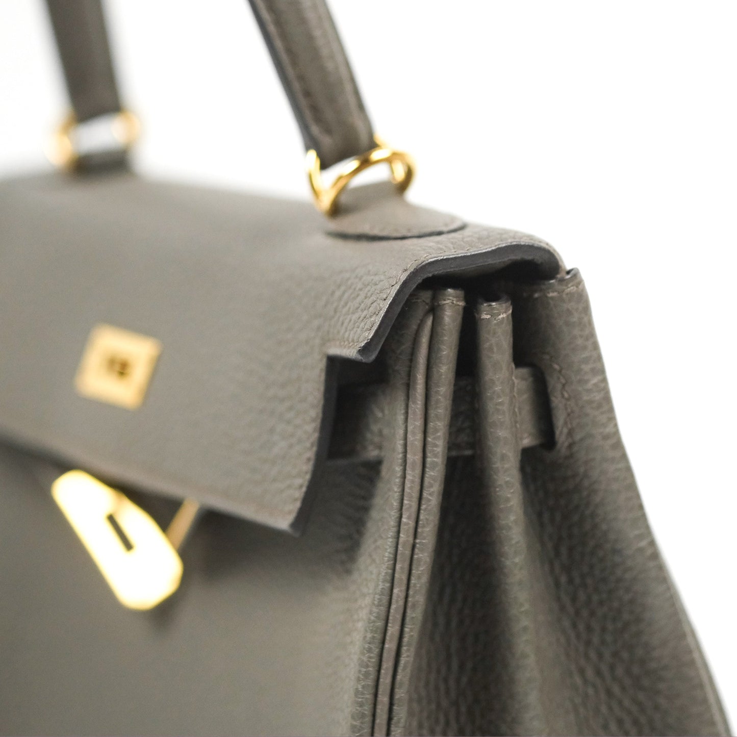 Hermès Retourne Kelly 25 Gris Etain 8F Togo Gold Hardware