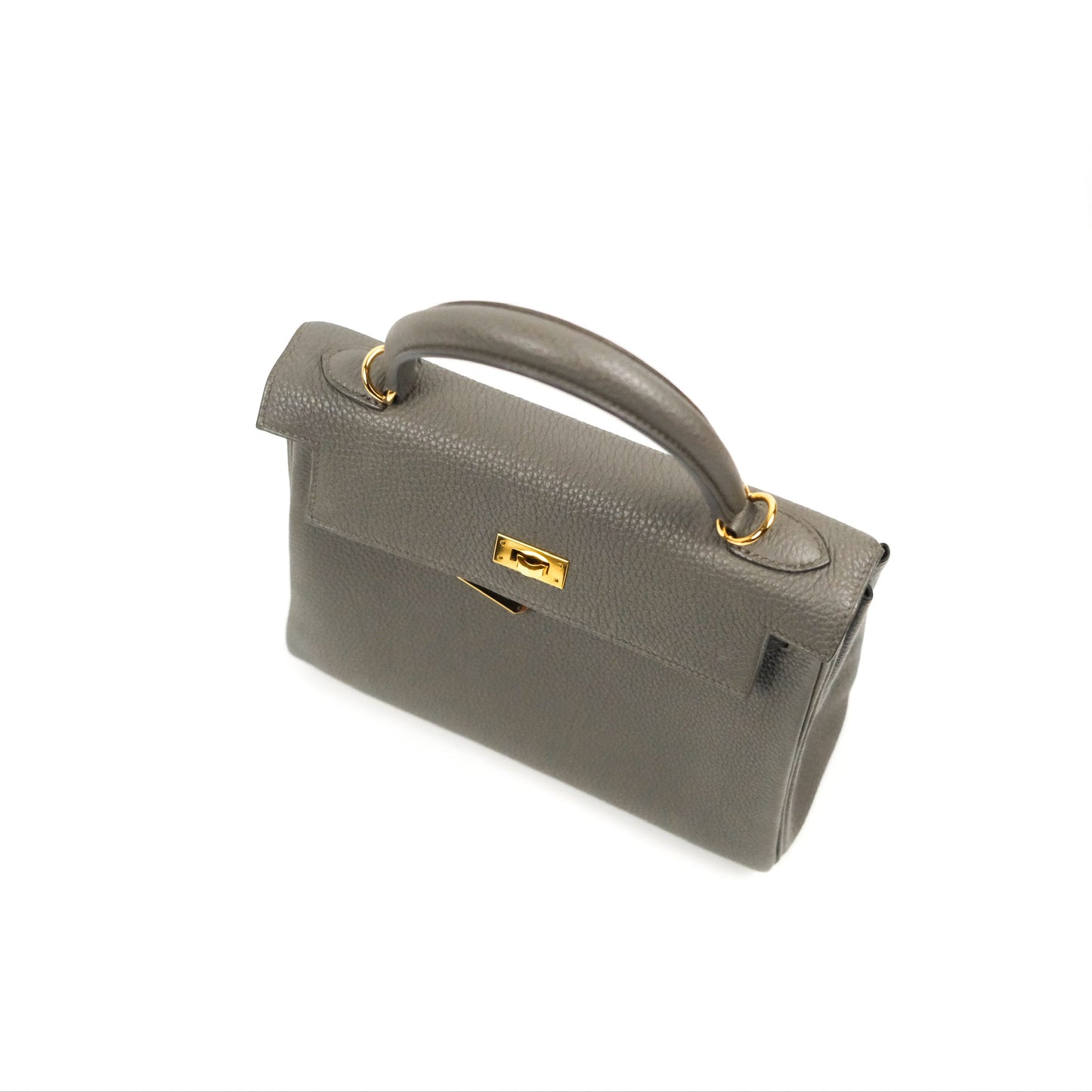 Hermès Retourne Kelly 25 Gris Etain 8F Togo Gold Hardware