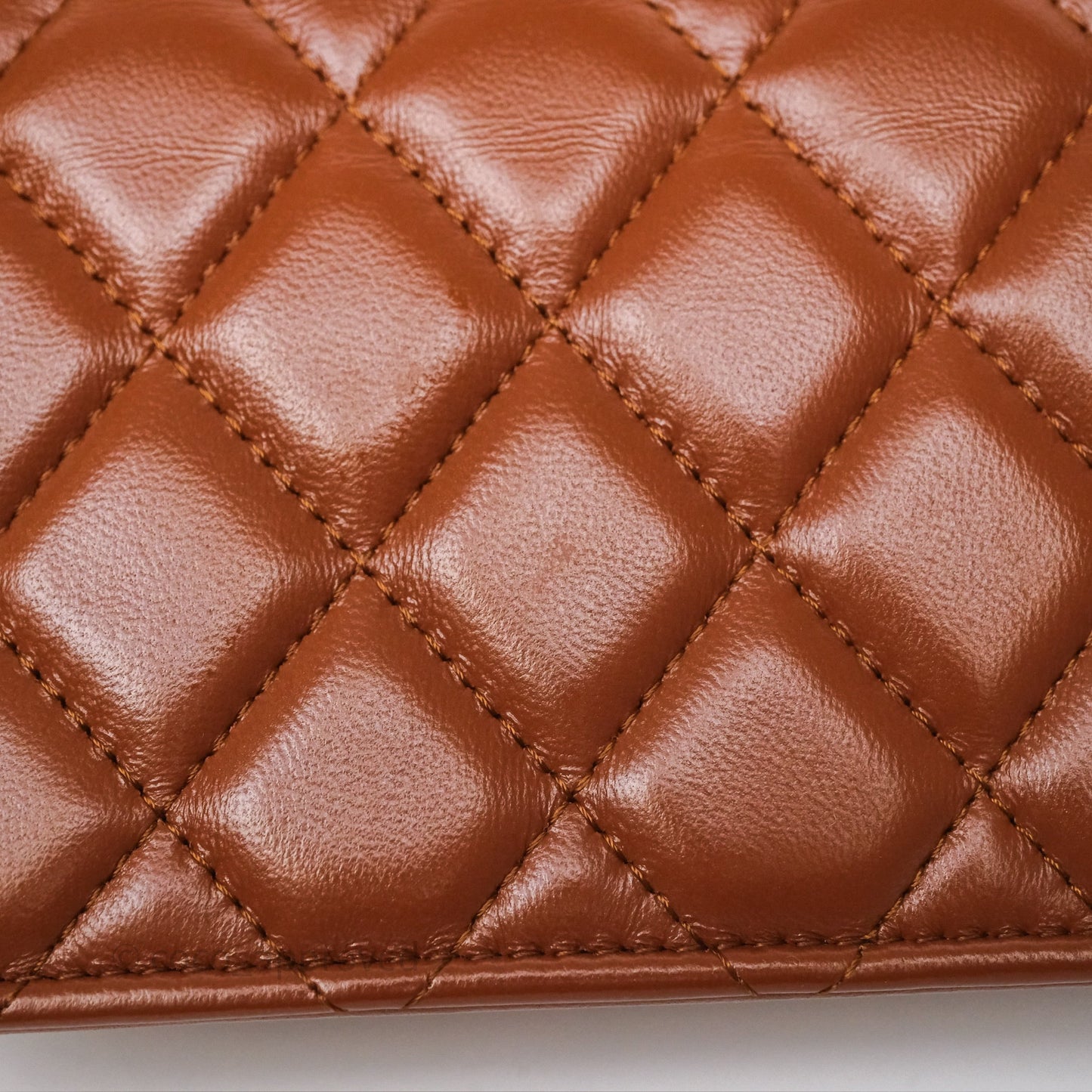 Chanel Top Handle Mini WOC Phone Holder with Chain Dark Caramel Lambskin Gold Hardware