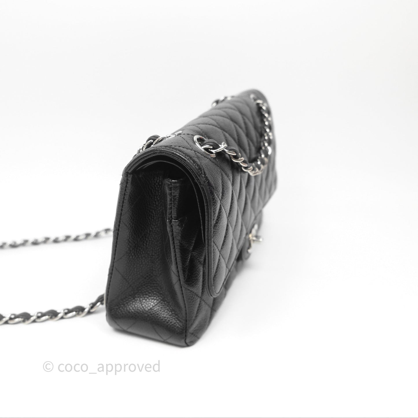 Chanel Classic M/L Medium Flap Quilted Black Caviar Silver Hardware