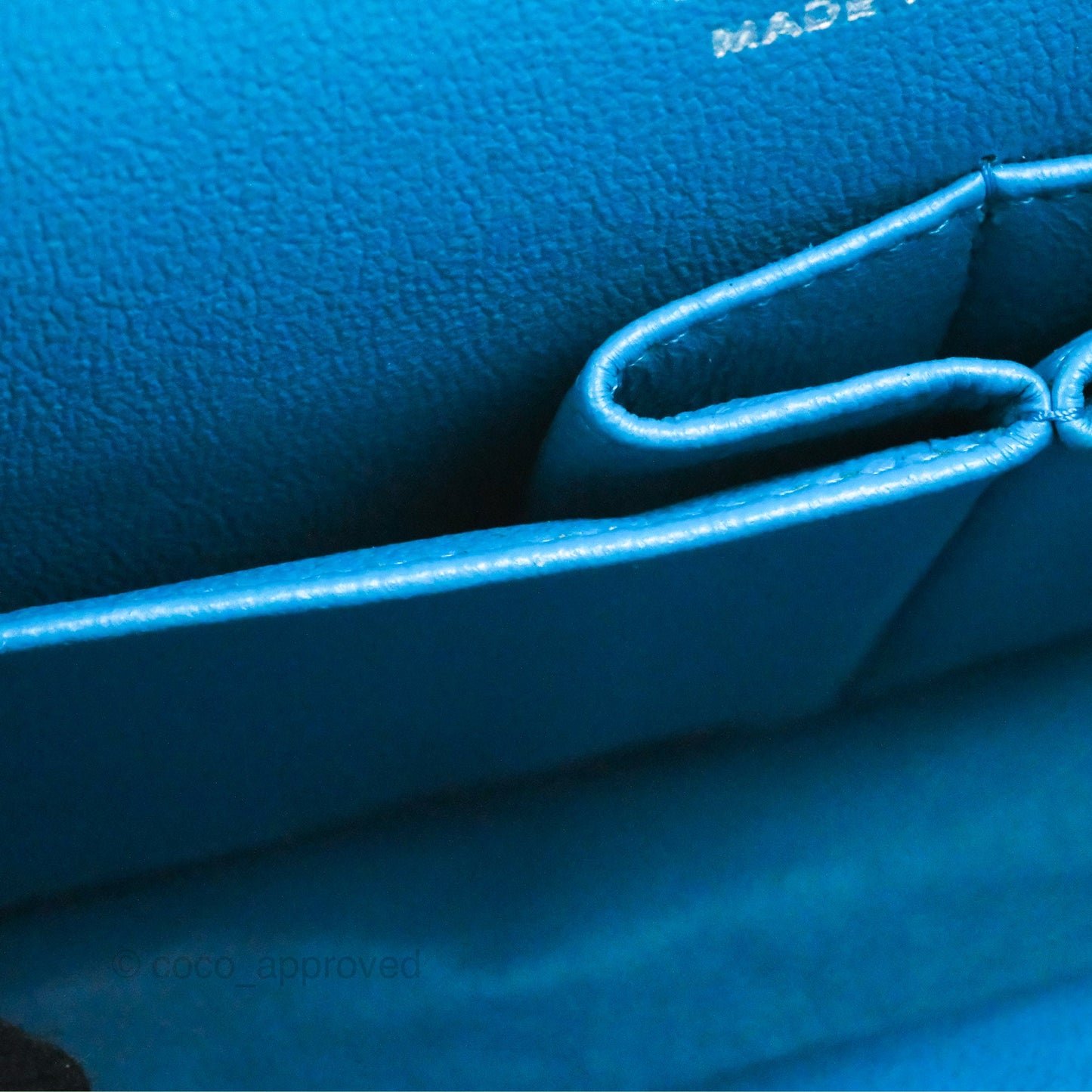 Chanel Classic M/L Medium Flap Quilted Turquoise Patent Silver Hardware