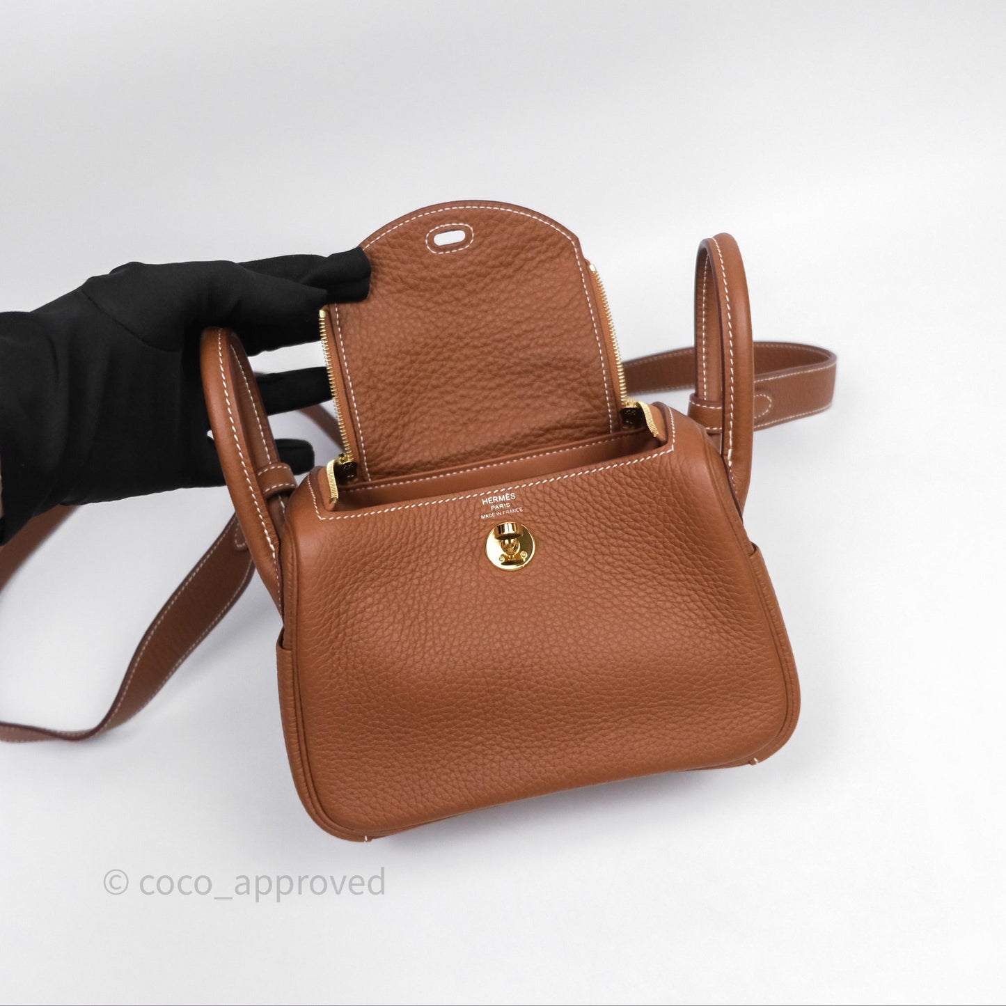 Hermès Mini Lindy 20 Gold 37 Clemence Gold Hardware