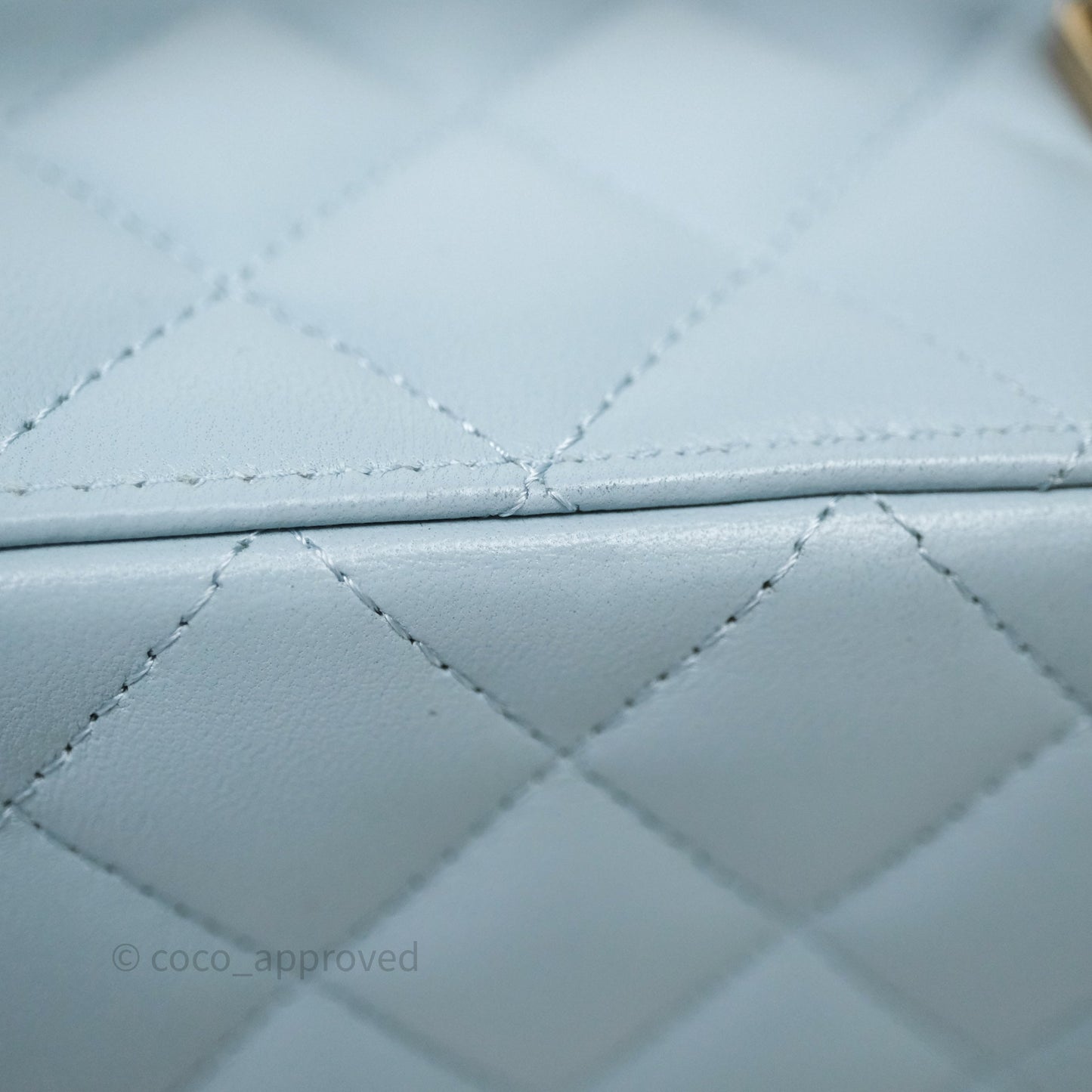 Chanel Vanity Rectangular Top Handle Blue Lambskin Gold Hardware
