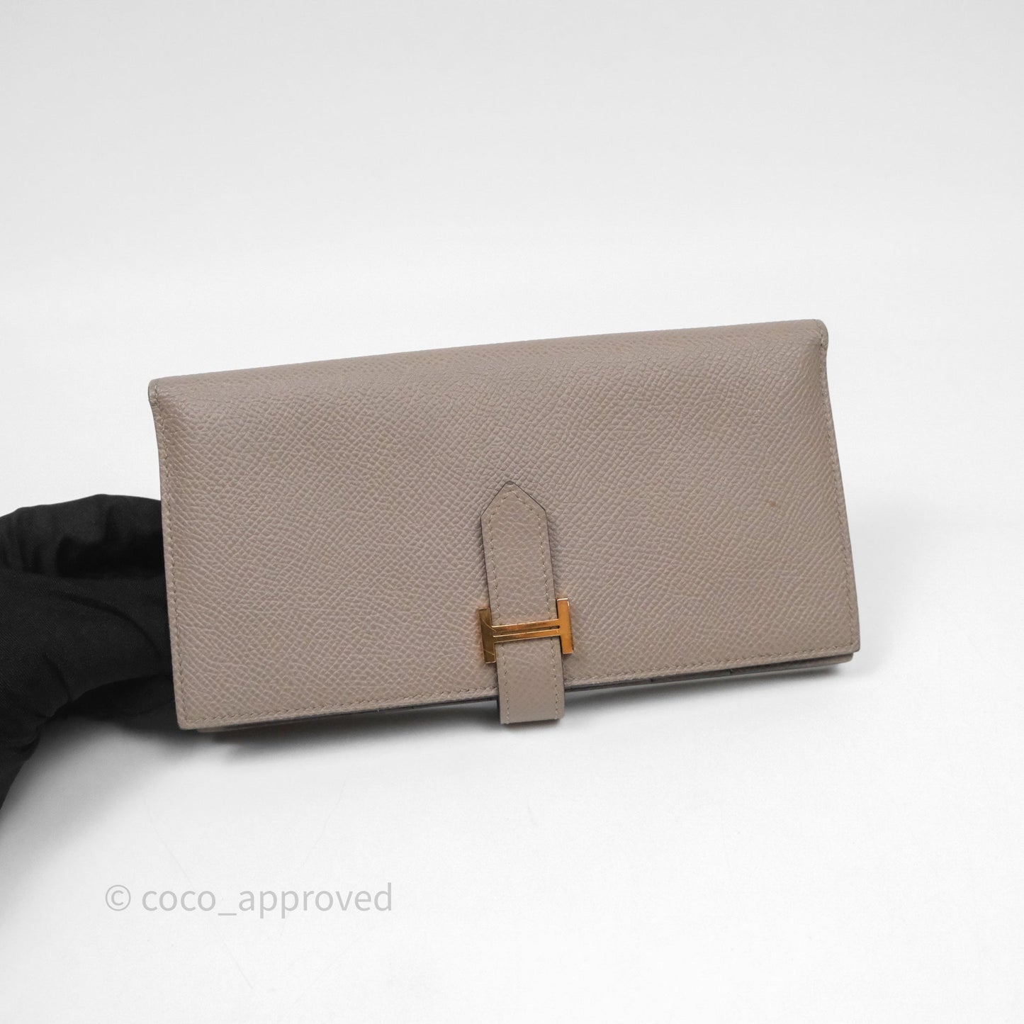 Hermès Bearn Long Wallet Gris Asphalte M8 Epsom Gold Hardware
