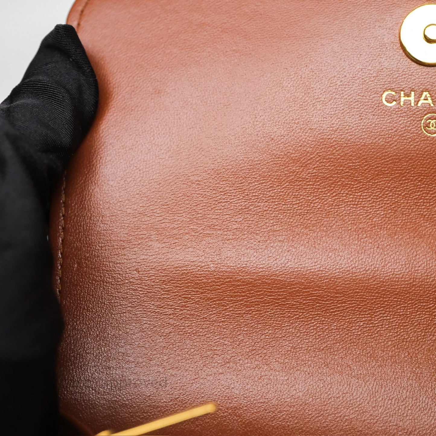Chanel Top Handle Mini WOC Phone Holder with Chain Dark Caramel Lambskin Gold Hardware