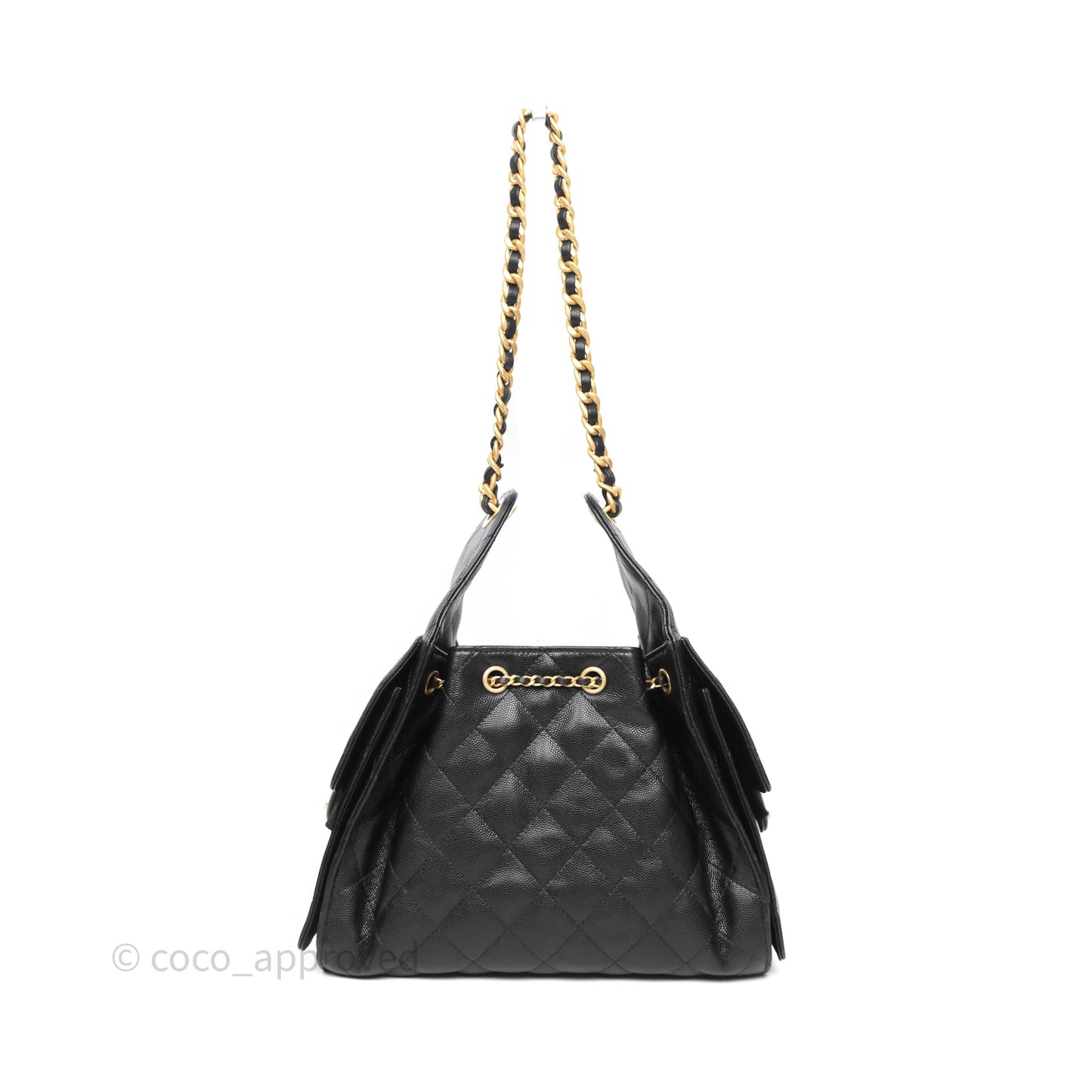 Chanel 25 Small Black Caviar Aged Gold Hardware