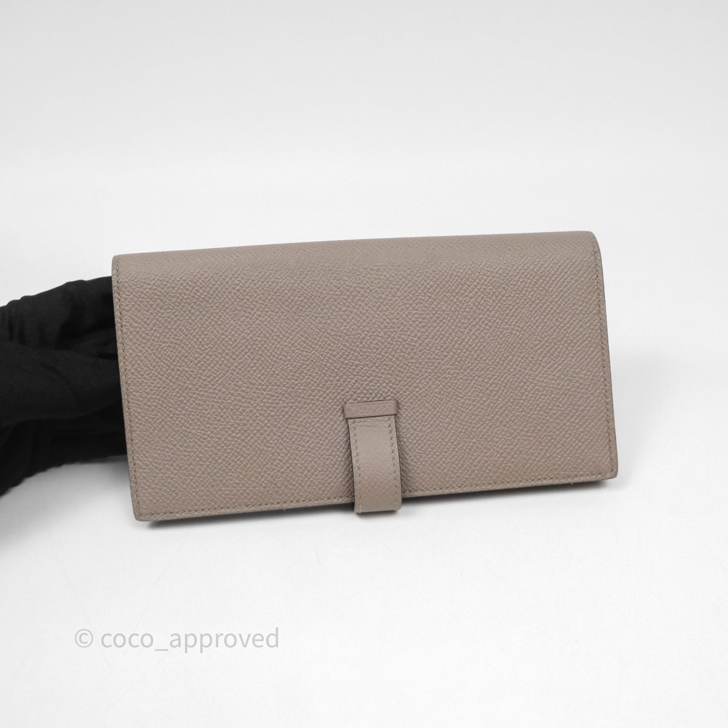 Hermès Bearn Long Wallet Gris Asphalte M8 Epsom Gold Hardware