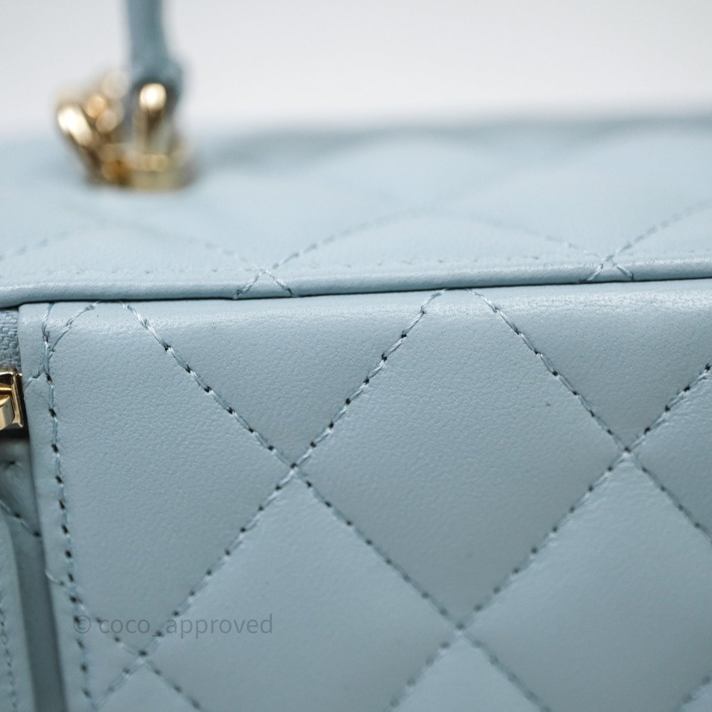 Chanel Vanity Rectangular Top Handle Blue Lambskin Gold Hardware