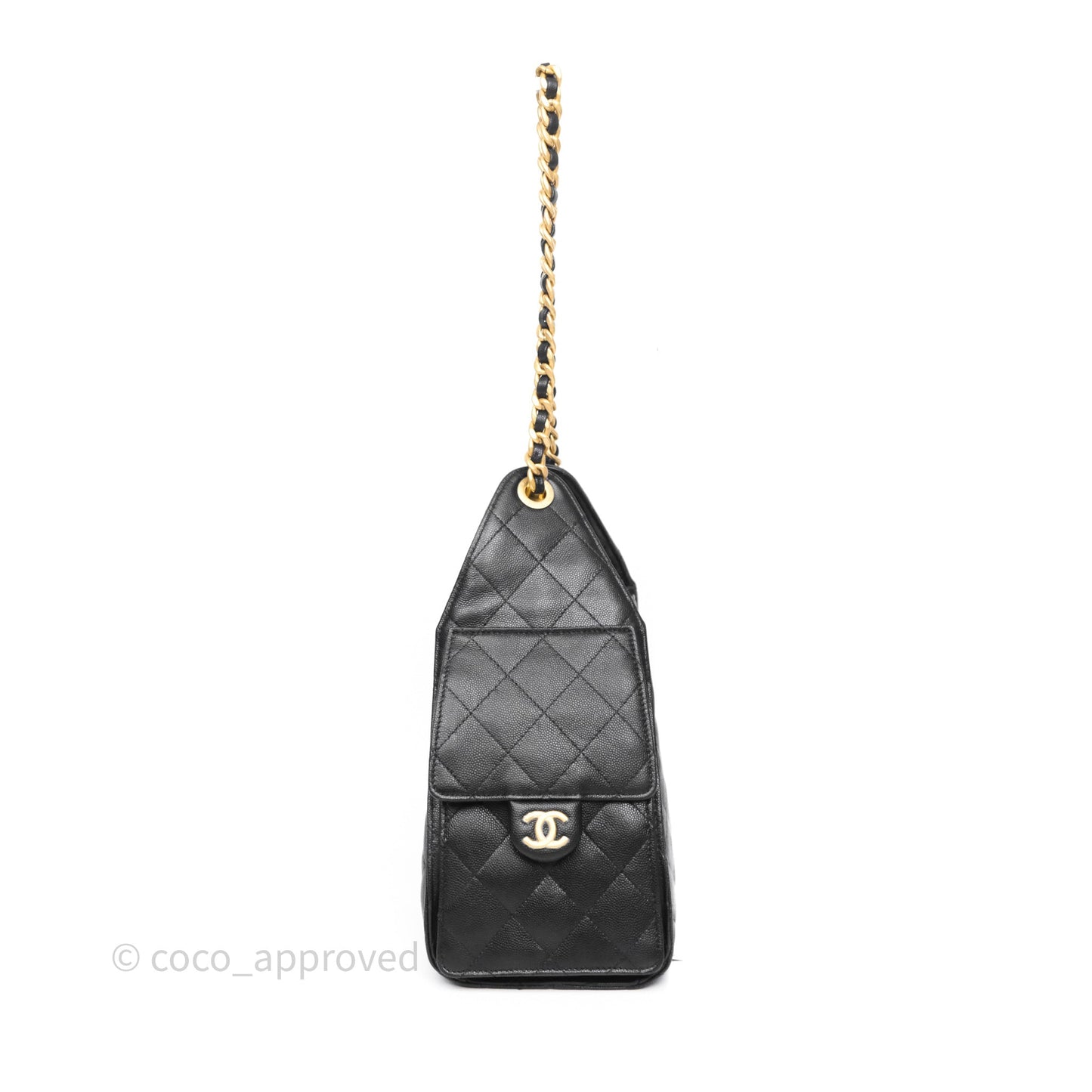 Chanel 25 Small Black Caviar Aged Gold Hardware
