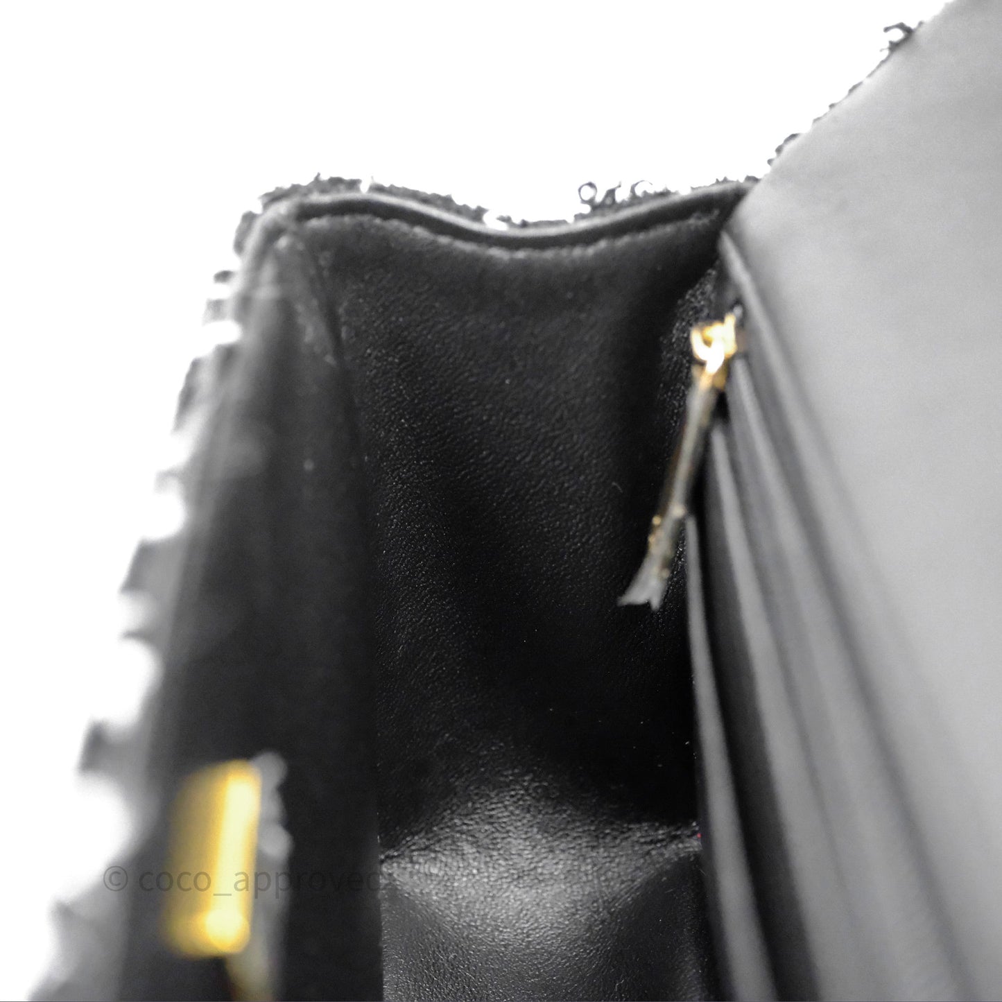Chanel Top Handle Mini Rectangular Flap Black/ White Sequin Tweed Gold Hardware