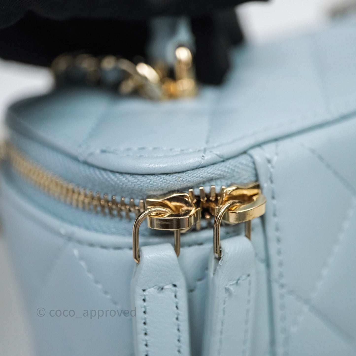 Chanel Vanity Rectangular Top Handle Blue Lambskin Gold Hardware