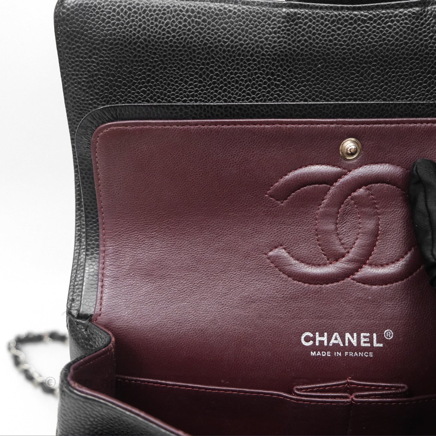 Chanel Classic M/L Medium Flap Quilted Black Caviar Silver Hardware