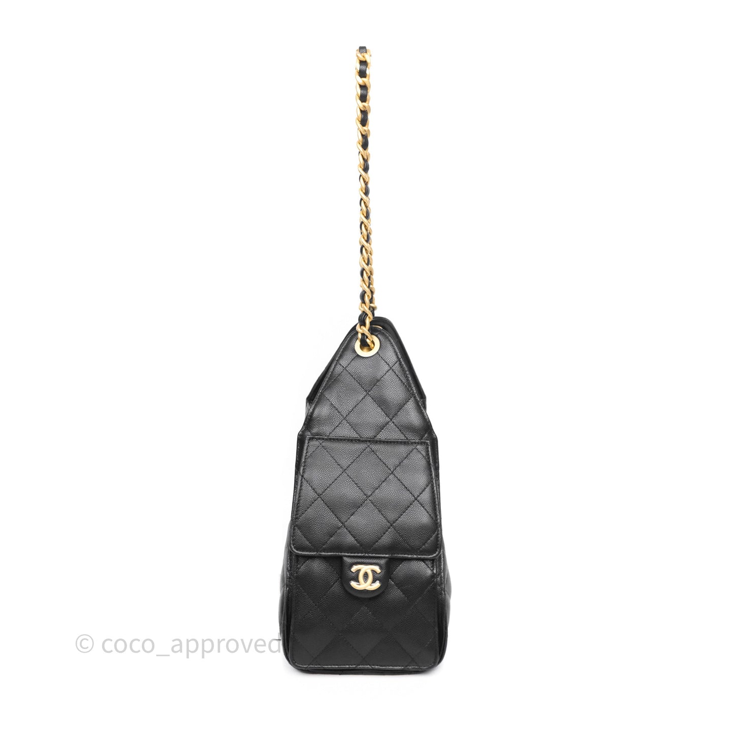 Chanel 25 Small Black Caviar Aged Gold Hardware