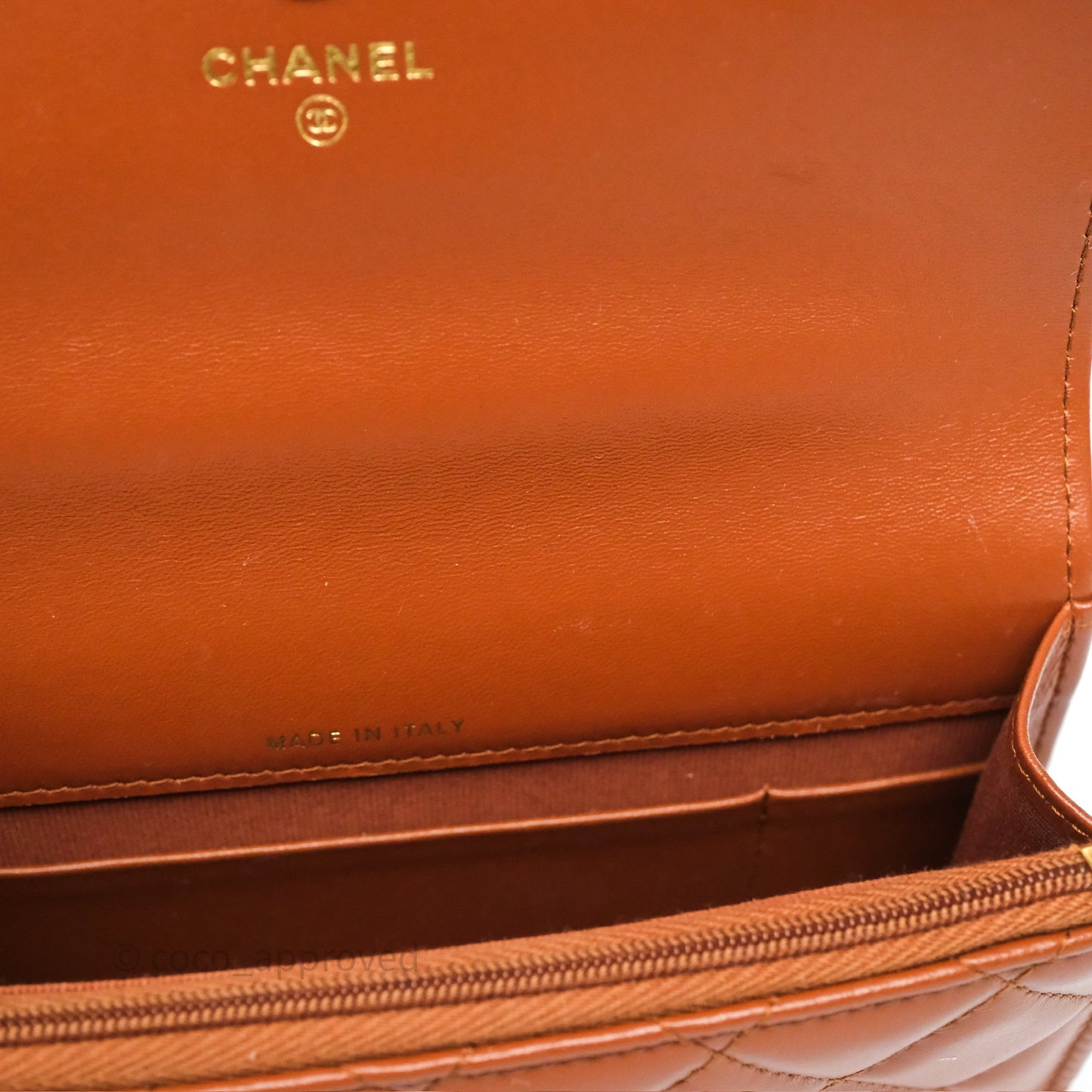 Chanel Top Handle Mini WOC Phone Holder with Chain Dark Caramel Lambskin Gold Hardware