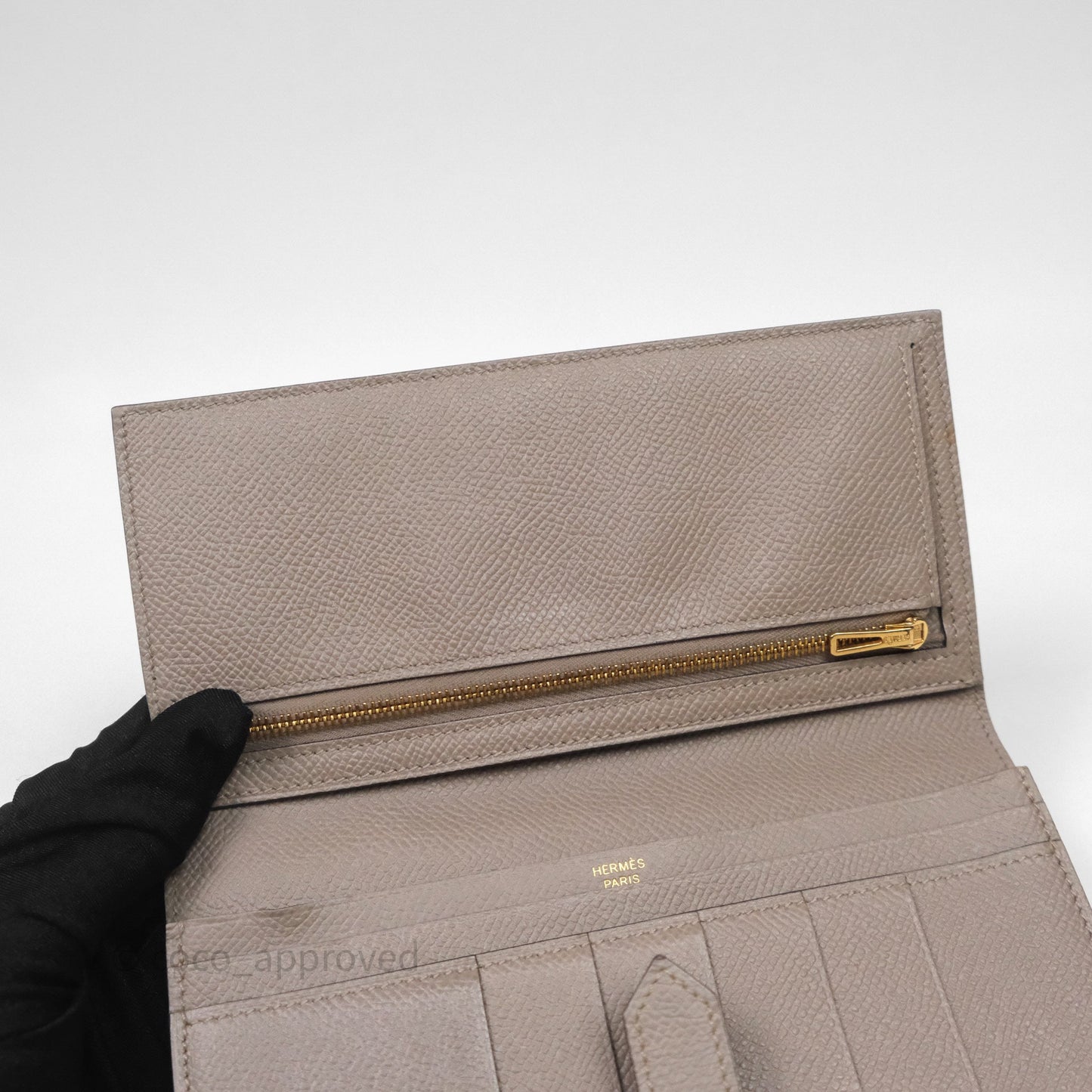 Hermès Bearn Long Wallet Gris Asphalte M8 Epsom Gold Hardware