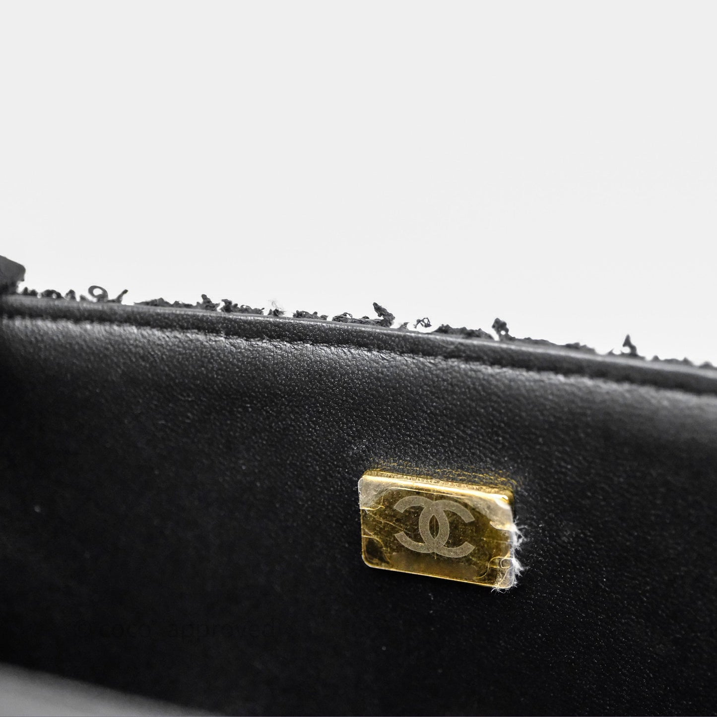 Chanel Top Handle Mini Rectangular Flap Black/ White Sequin Tweed Gold Hardware
