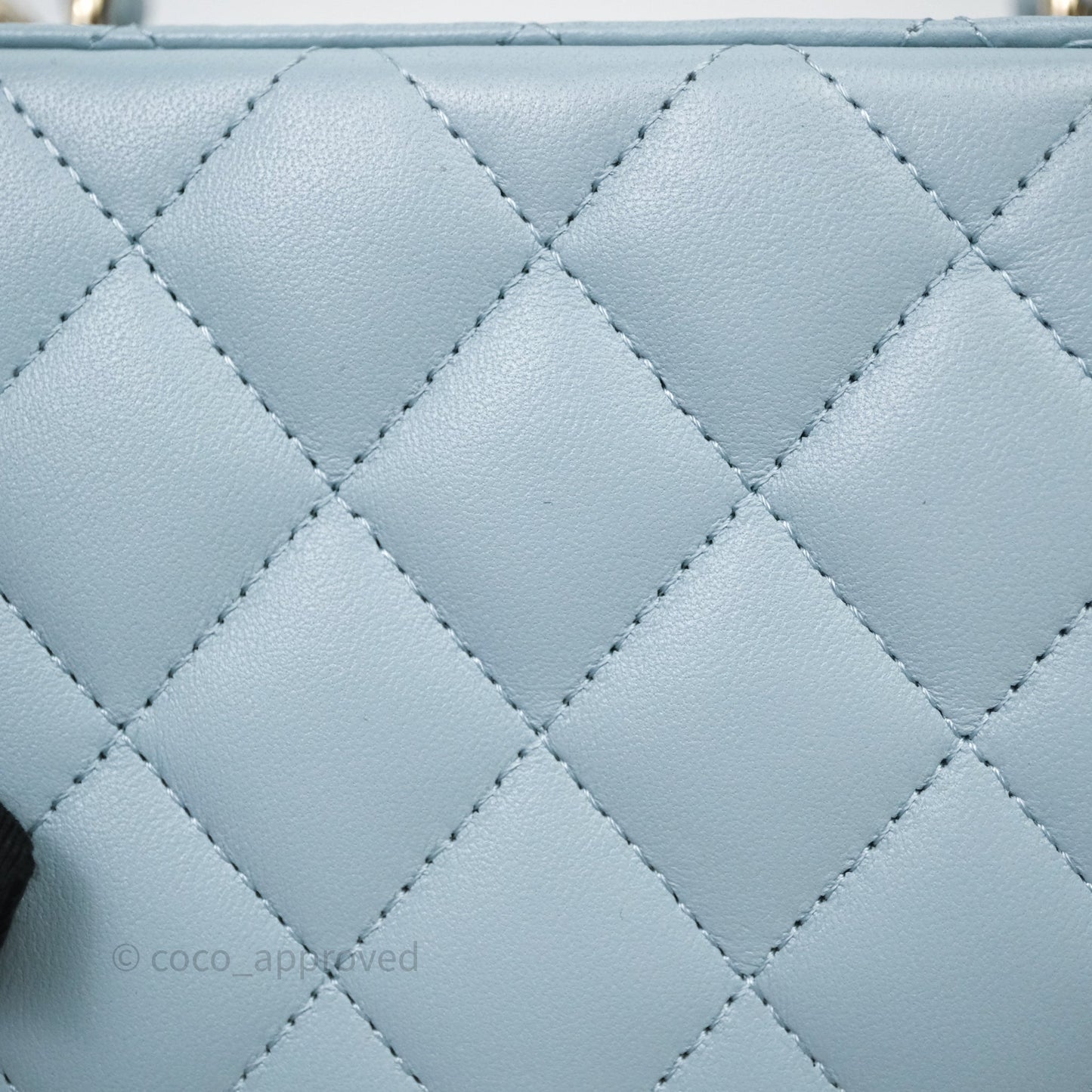 Chanel Vanity Rectangular Top Handle Blue Lambskin Gold Hardware
