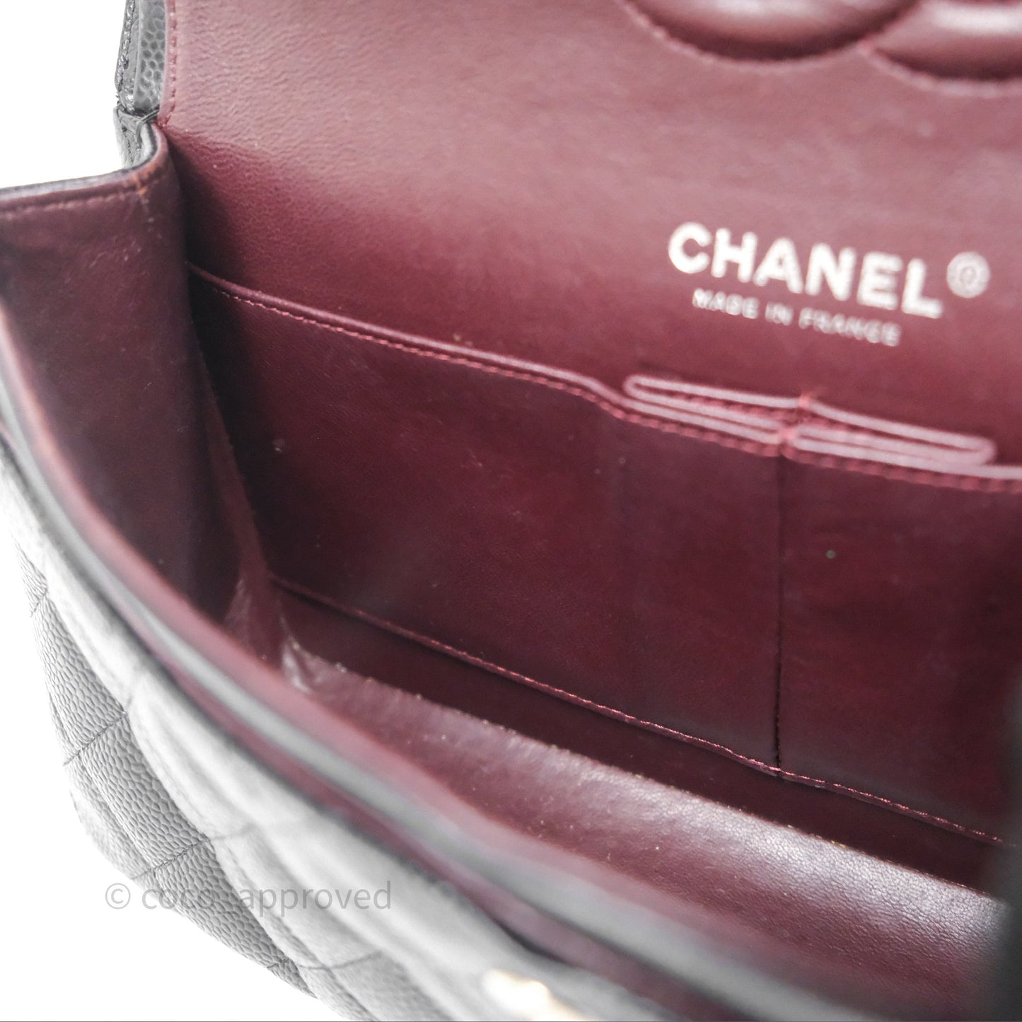 Chanel Classic M/L Medium Flap Quilted Black Caviar Silver Hardware