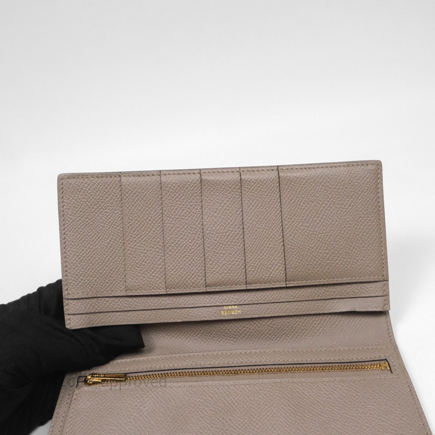 Hermès Bearn Long Wallet Gris Asphalte M8 Epsom Gold Hardware
