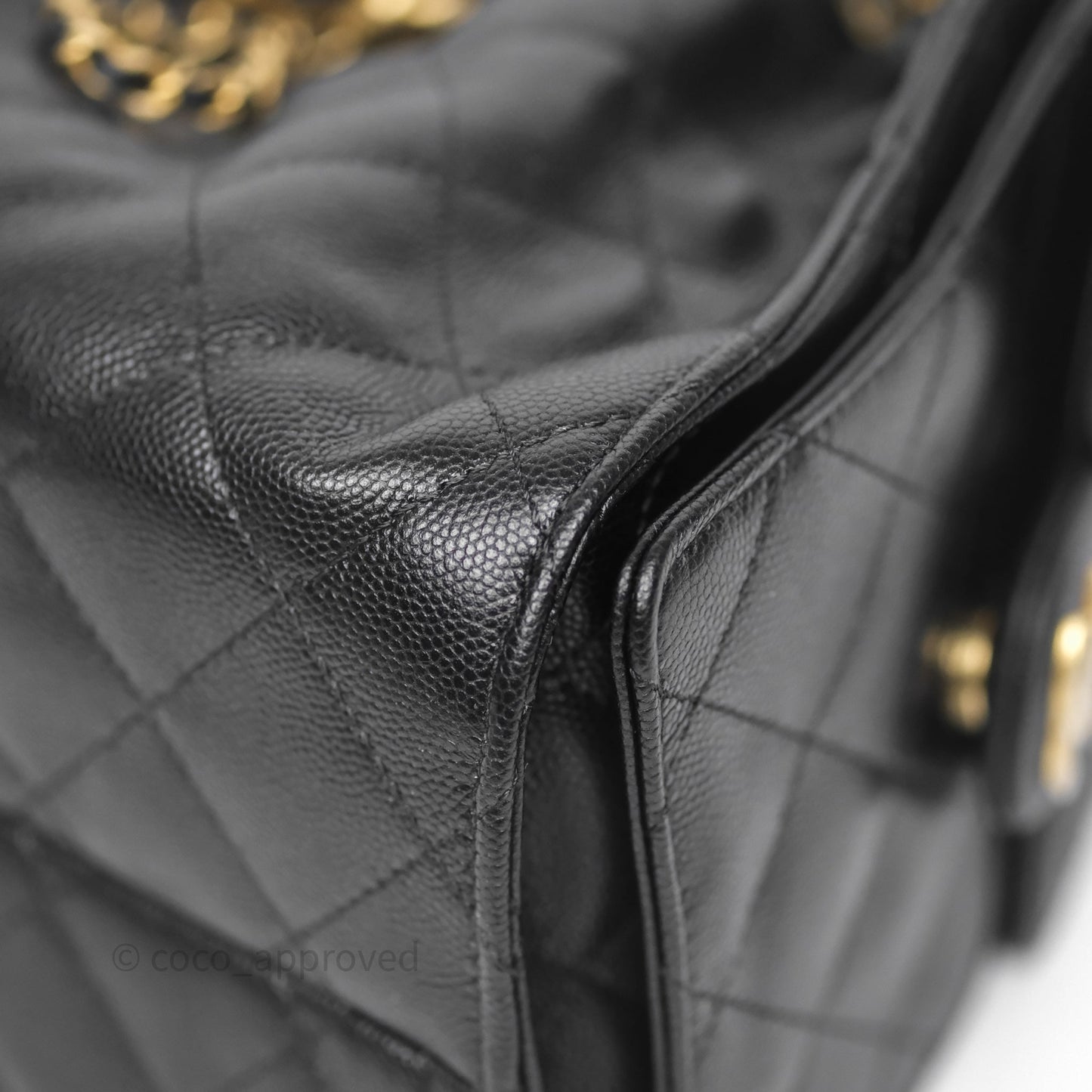 Chanel 25 Small Black Caviar Aged Gold Hardware