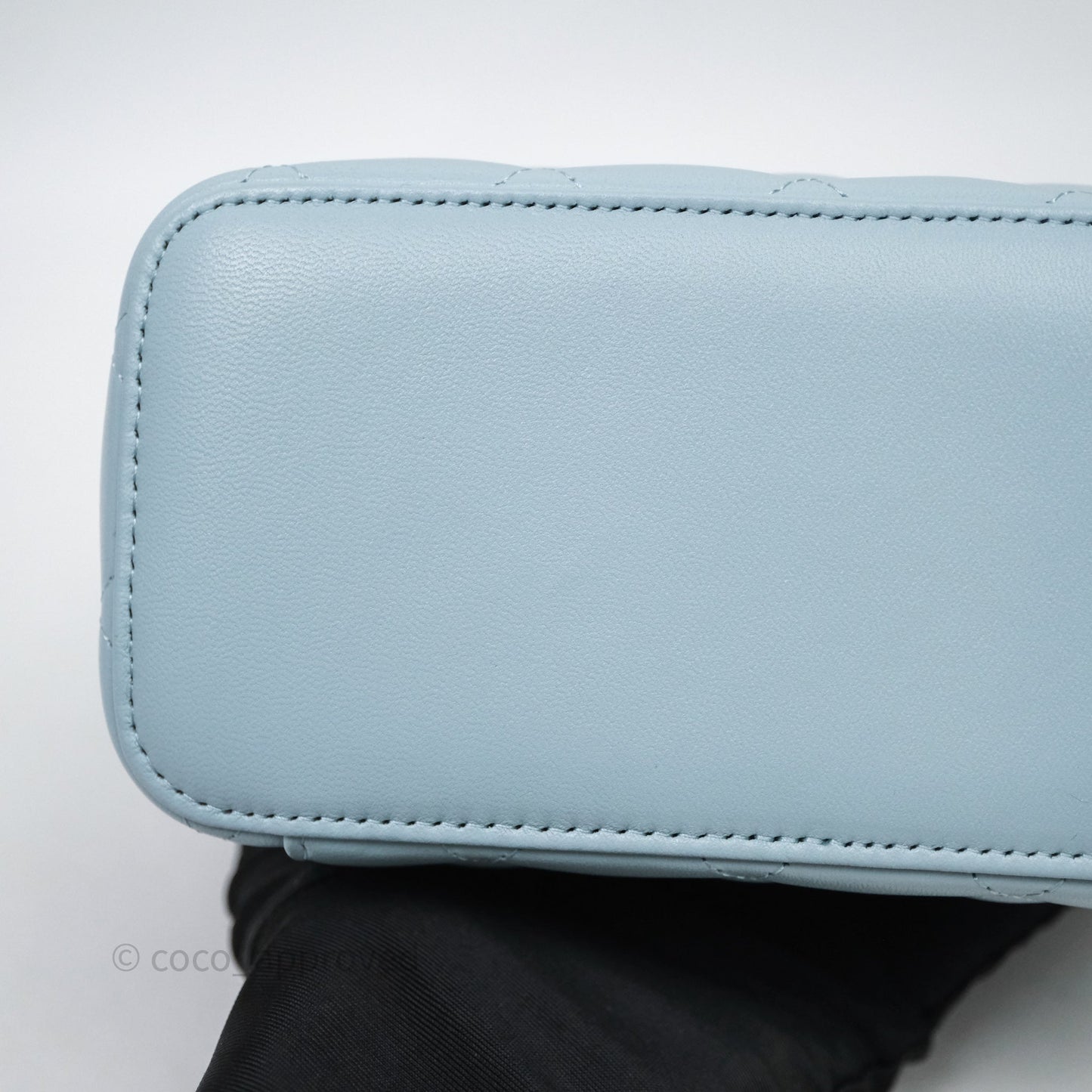 Chanel Vanity Rectangular Top Handle Blue Lambskin Gold Hardware
