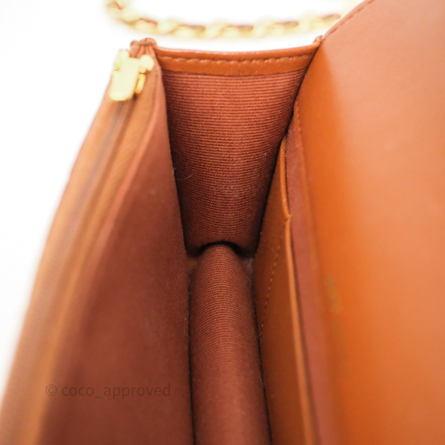 Chanel Top Handle Mini WOC Phone Holder with Chain Dark Caramel Lambskin Gold Hardware