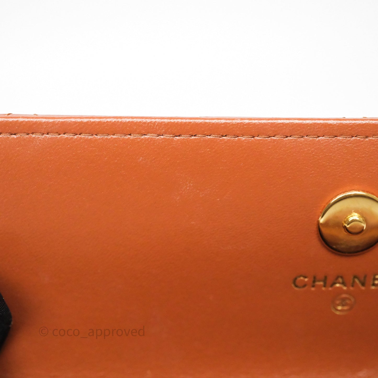 Chanel Top Handle Mini WOC Phone Holder with Chain Dark Caramel Lambskin Gold Hardware